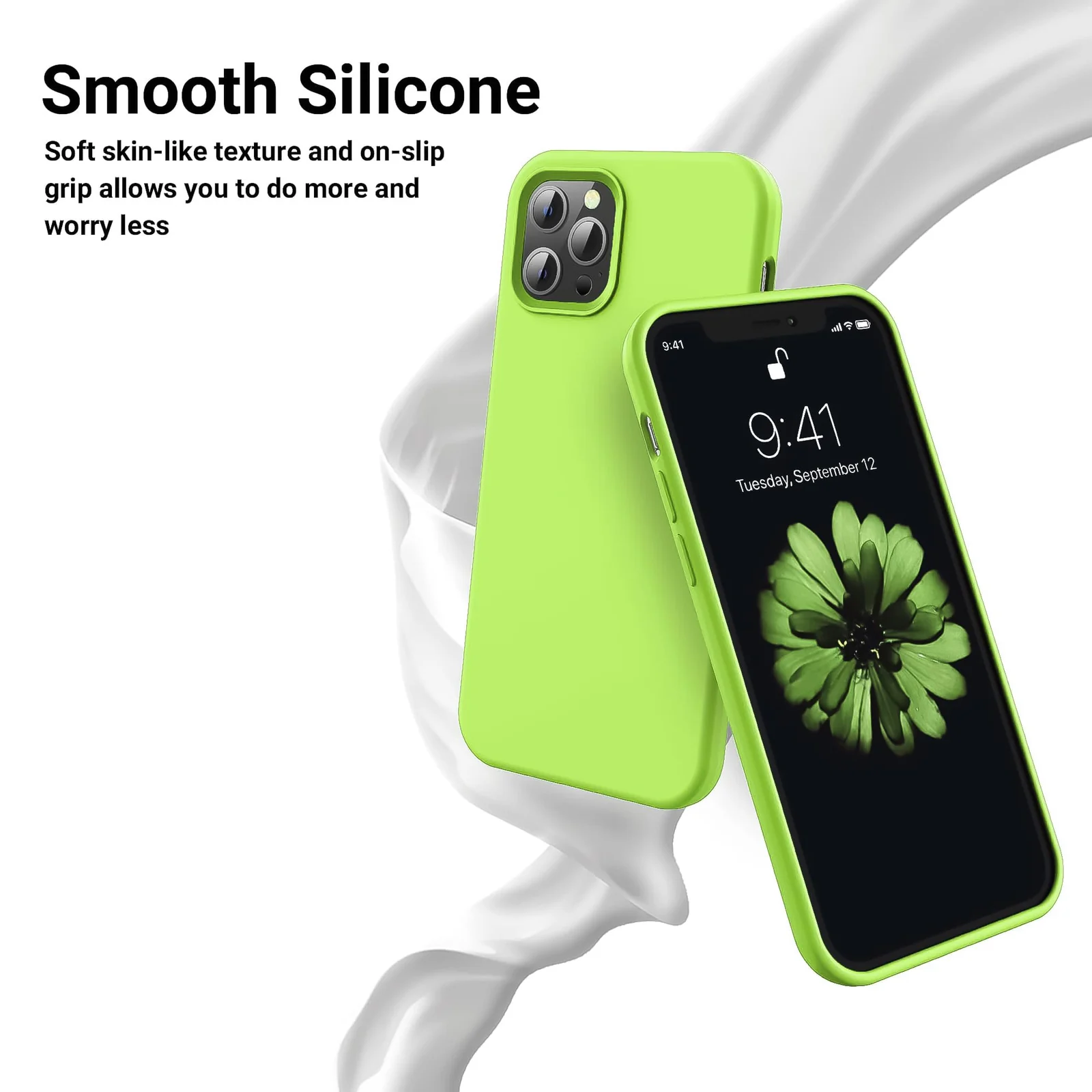 DL3 Mobilak Compatible with iPhone 14 Pro Max (6.7 Inch) Case, Liquid Silicone Case, Full Body Protective Cover, Shockproof, Slim Phone Case, Anti-Scratch Soft Microfiber Lining - Lemon