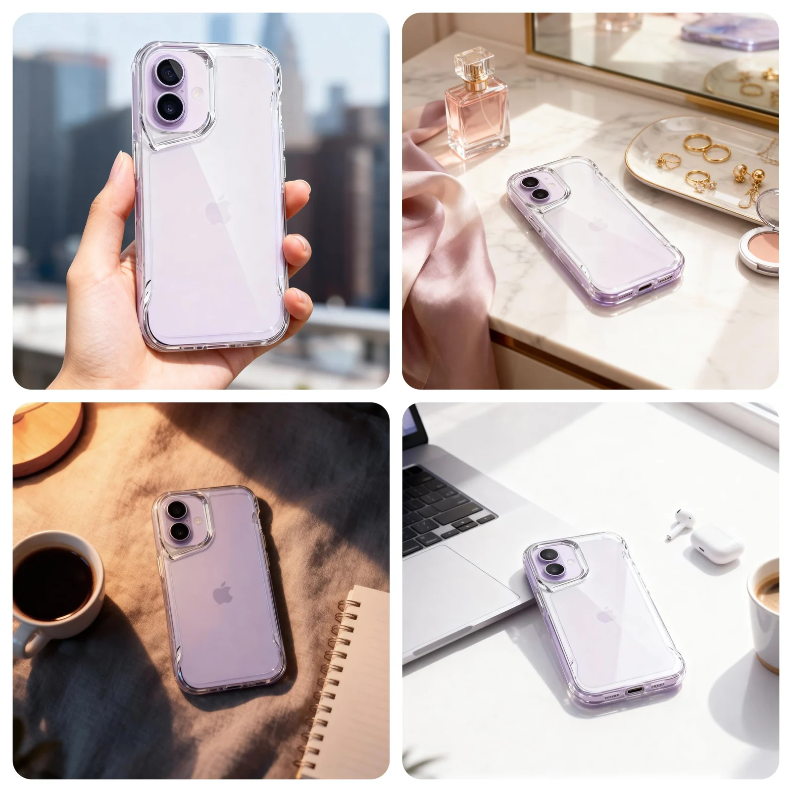 DL3 Mobilak Rugged Protective Case for iPhone 17, Supports wireless charging, Shock-absorbing protection, Non-slip grip - Clear