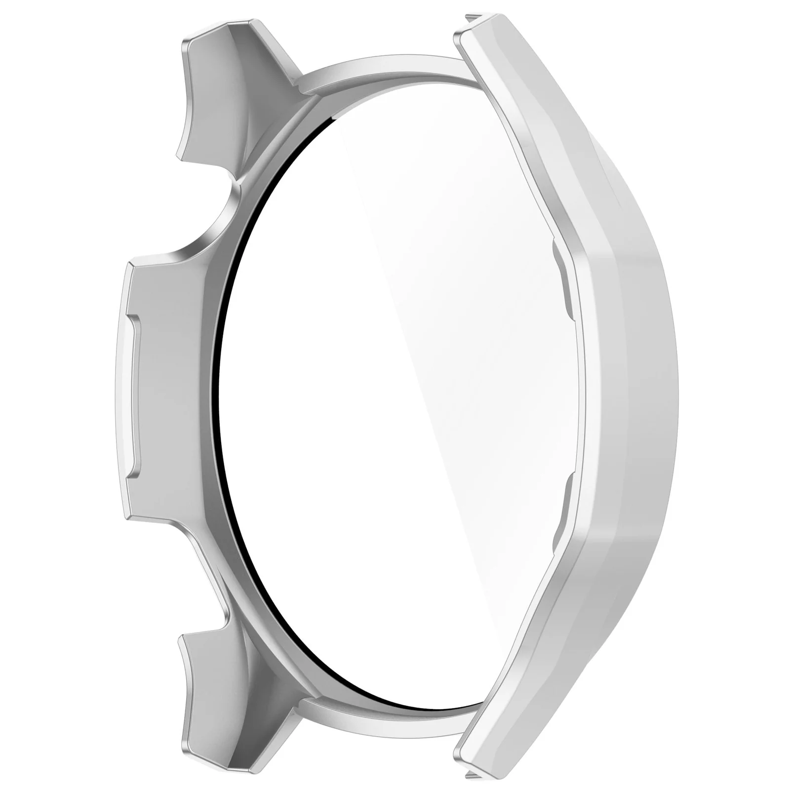 DL3 Mobilak Case with Screen Protector for Huawei Watch GT4 46 mm, Bumper Full Coverage Hard PC Overall Protective Cover, Built-in Tempered Glass Film High Sensitivity For Huawei GT 4 46mm - Silver