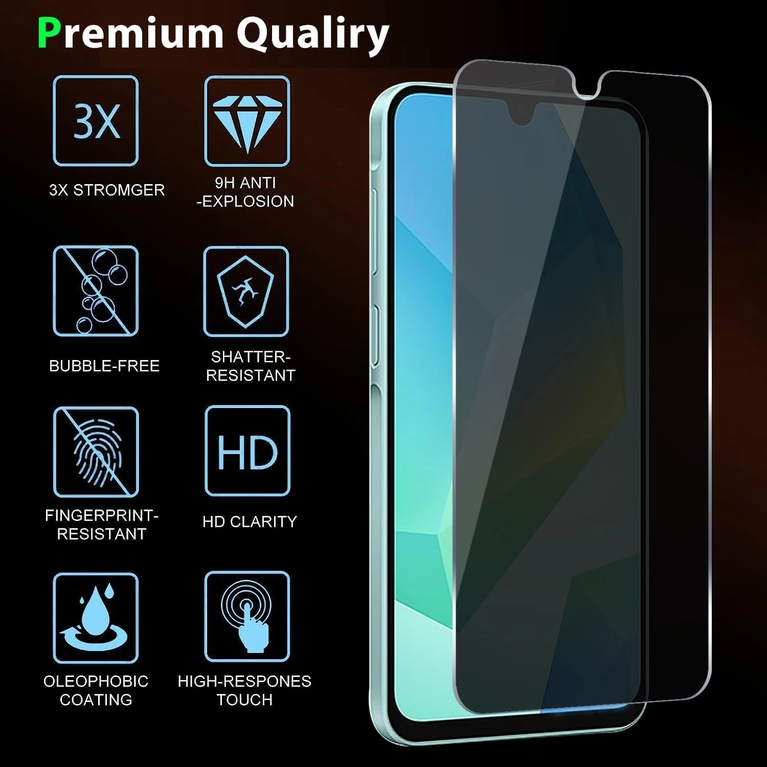 DL3 Mobilak Privacy Full Glass Screen Protector For Samsung Galaxy A16 - Black