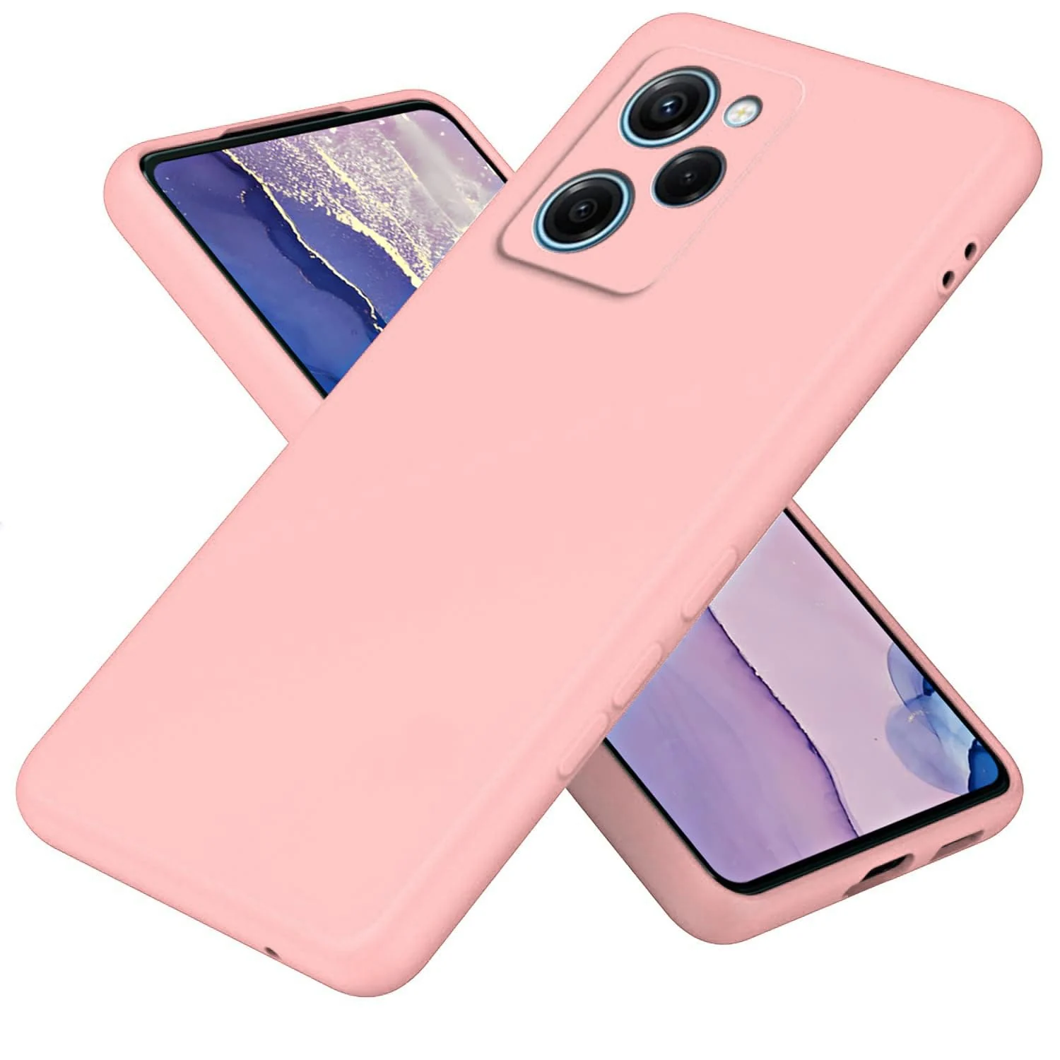 DL3 Mobilak Soft Silicone Protective Case for POCO X5 Pro 5G with Microfiber Lining and Shockproof Design - Pink Sand