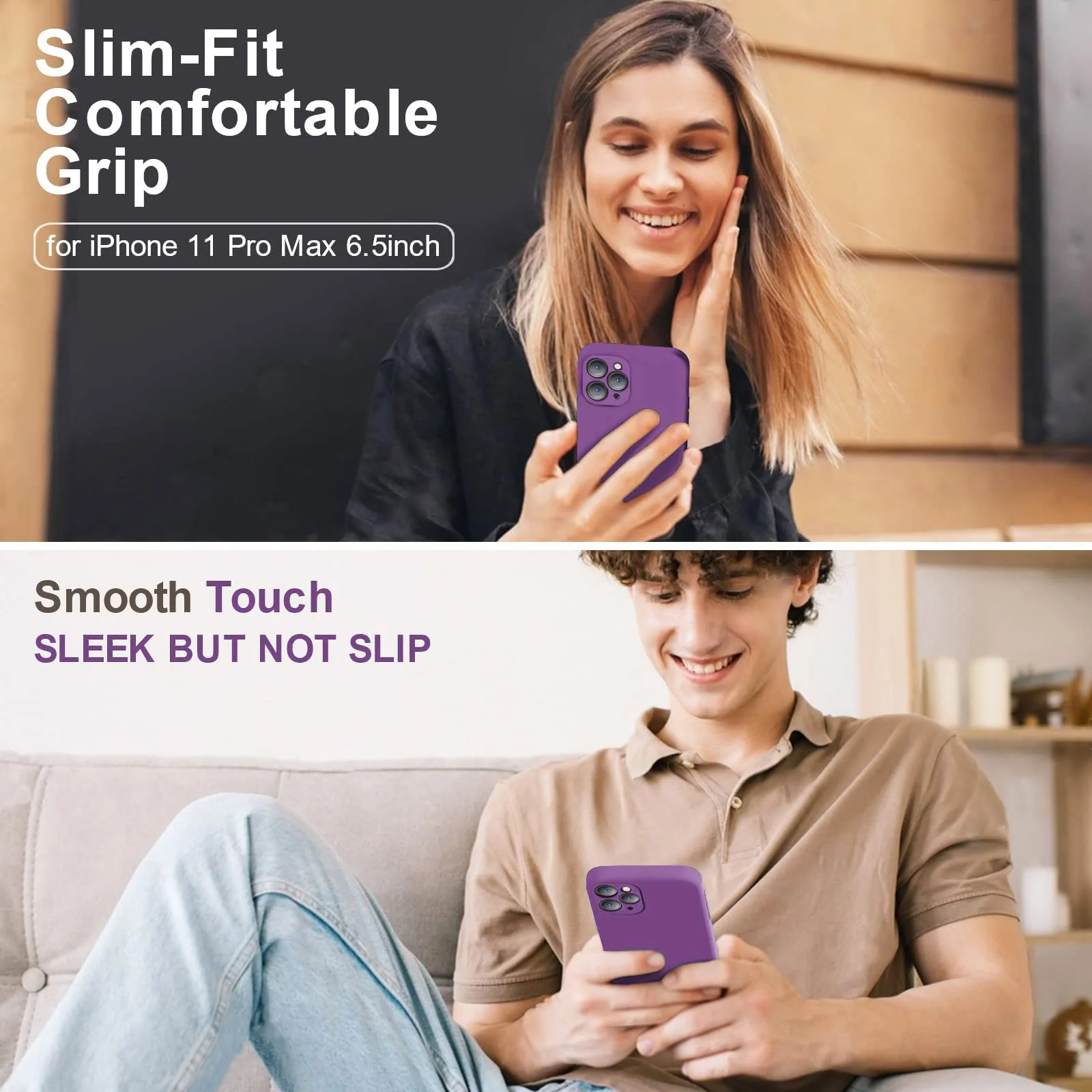 DL3 Mobilak Liquid Silicone Protective Case with Soft Microfiber Lining with Full Camera Protection for iPhone 11 Pro (5.8 Inch) - Violet