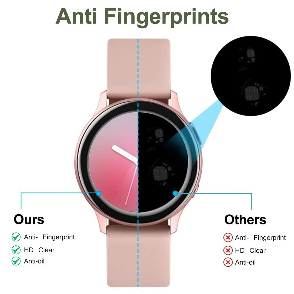 DL3 Mobilak Screen Protector For Samsung Galaxy Watch Active 2 40mm, 3D Curved Soft Edge Protective Film [Anti-Scratch] [Bubble Free] [Ultra Shatterproof] [High Sensitive] (Not Glass) For Active2 40mm - Black
