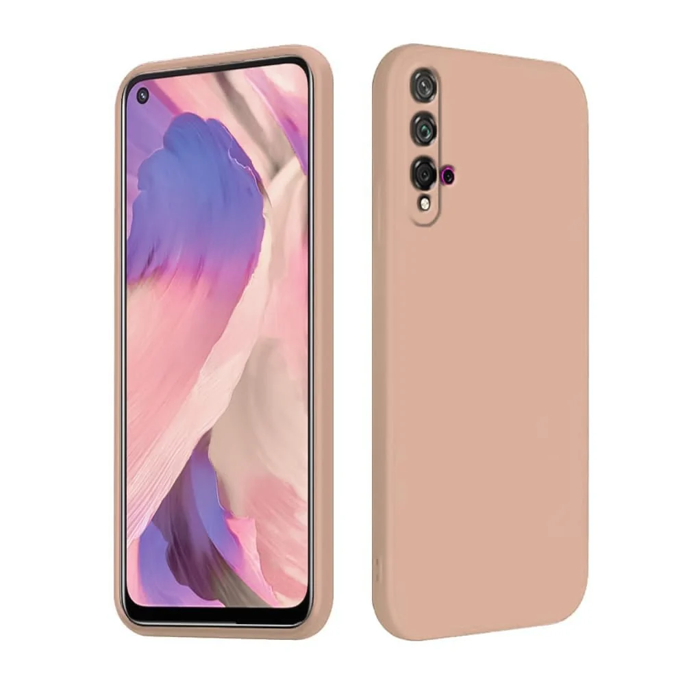 DL3 Mobilak Liquid Silicone Case for Huawei nova 5T, Shock-absorbing protection, Scratch-resistant surface, Soft microfiber lining - Light Orange
