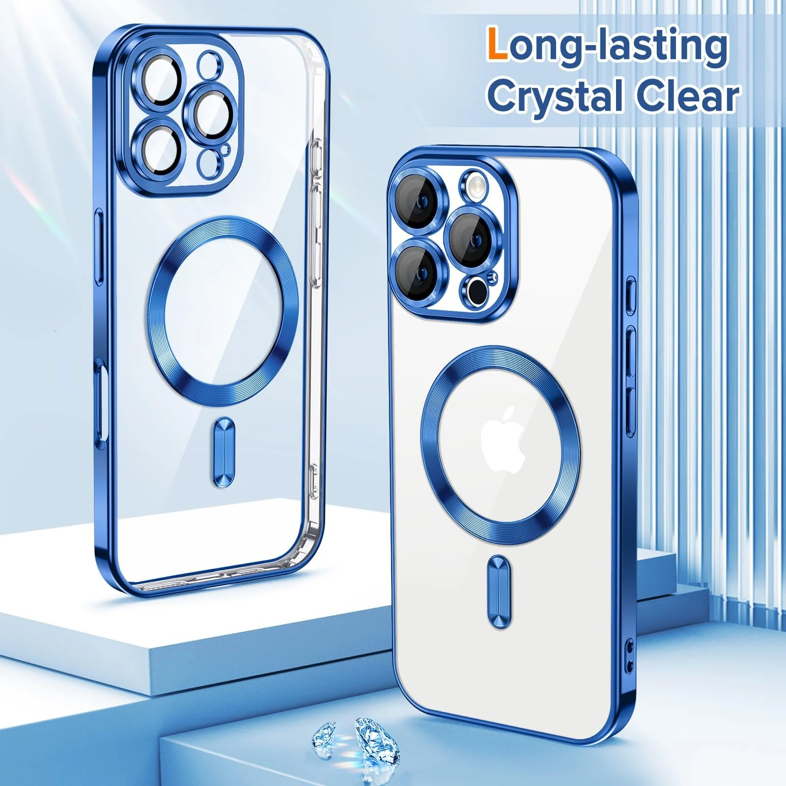 DL3 Mobilak Plated-Edge Protective Case for iPhone 16 Pro Max 6.9-Inch, Compatible with MagSafe accessories, Supports wireless charging, Shock-absorbing protection - Blue