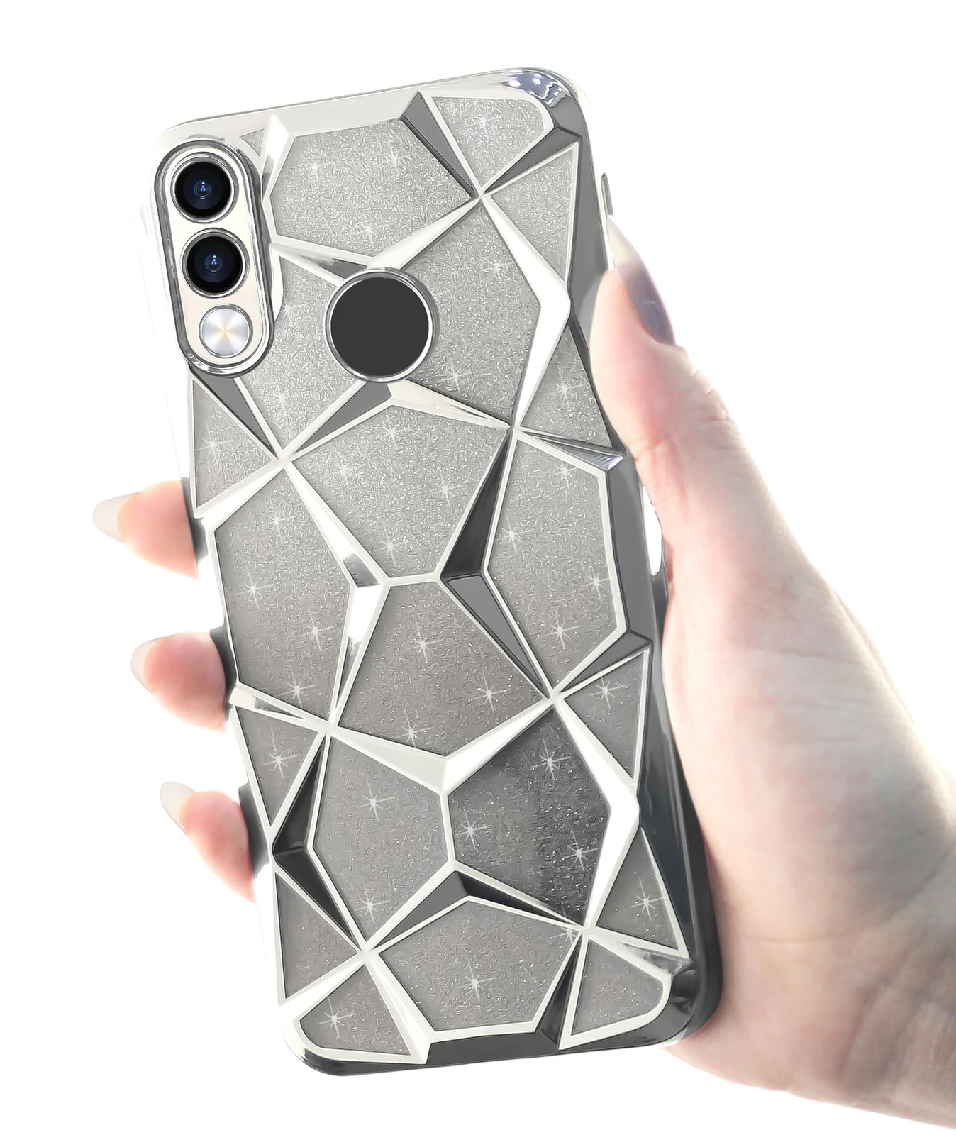 DL3 Mobilak Compatible with Samsung Galaxy A20/A30/M10S Case Plating Bling Gradient Glitter Clear Cover Soft TPU Silicone Cute Camera Protection Shockproof Back for Women Girls Case - Silver