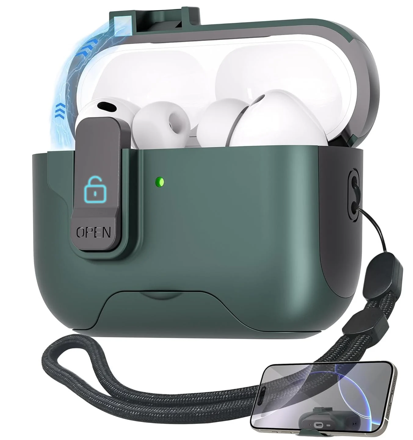 DL3 Mobilak Case Compatible with AirPods 3rd Generation with Lock, Rugged Armor Compatible with AirPods 3 Case with Keychain Shockproof Hard Shell Compatible with AirPods 3 Case