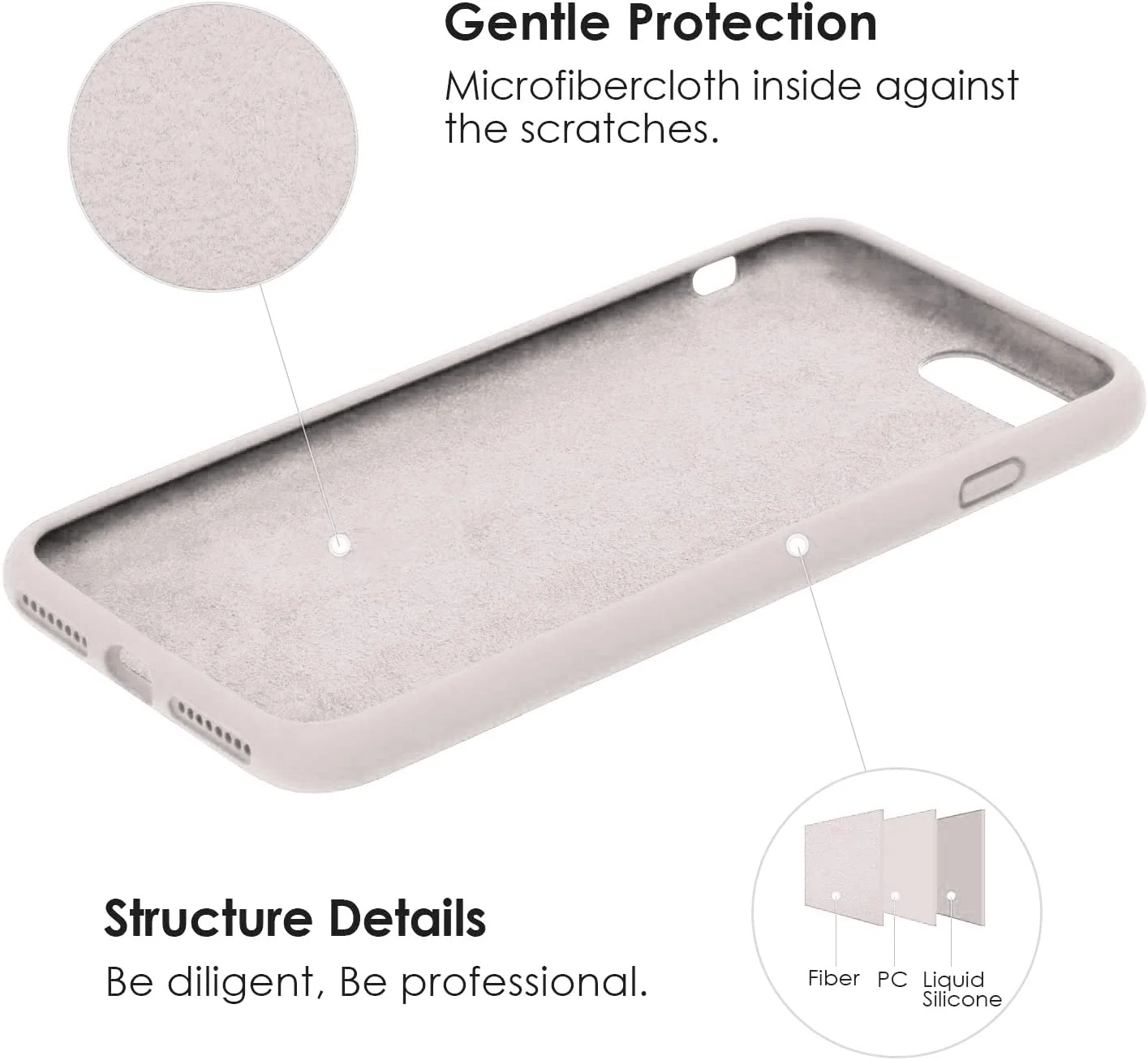 DL3 Mobilak Liquid Silicone Protective Case with Soft Microfiber Lining for iPhone SE 2022, SE 2020, iPhone 7, iPhone 8 - Stone