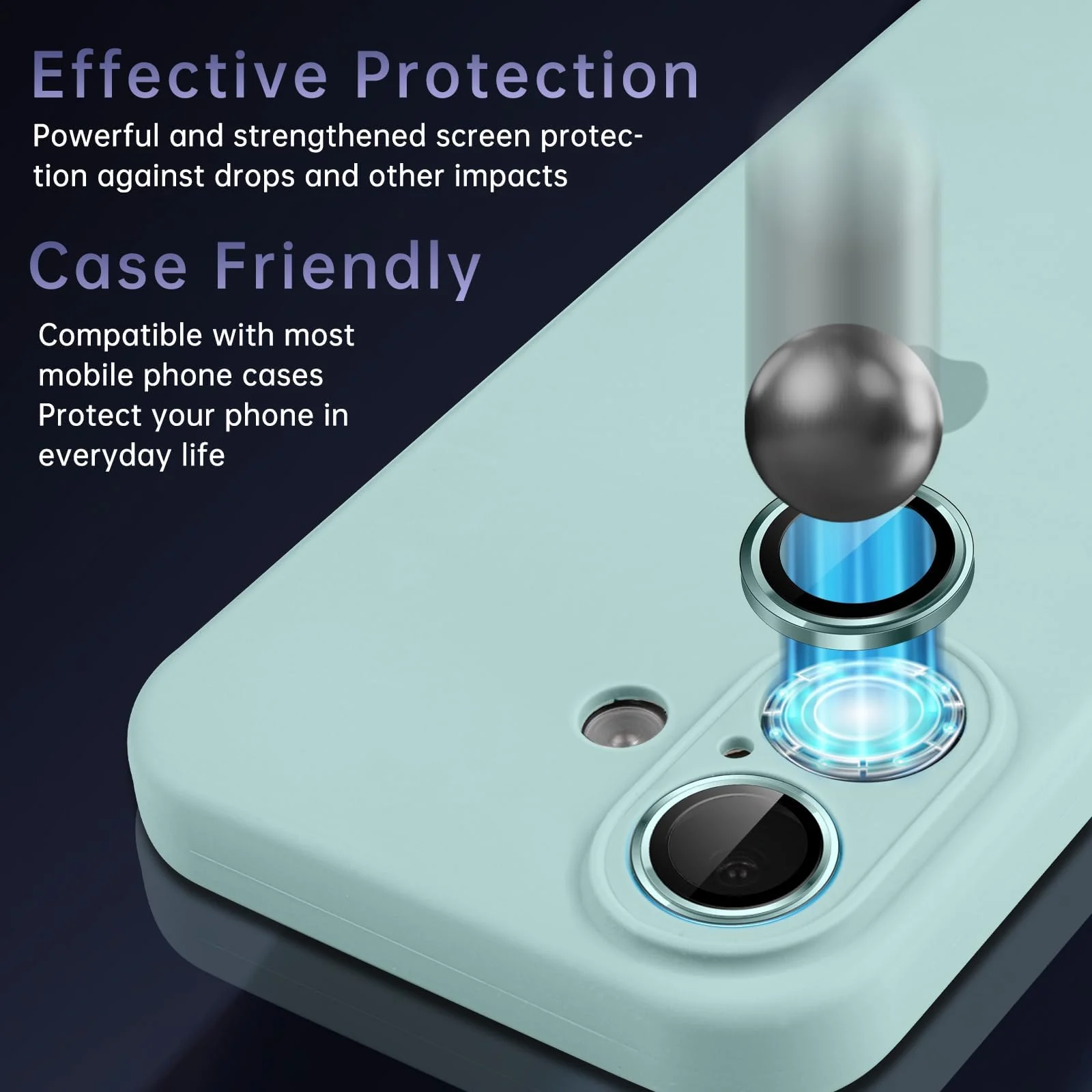 DL3 Mobilak Camera Lens Protector For iPhone 16/iPhone 16+ Plus, [Keep Original Shooting] Tempered Glass Screen Protector Metal Individual Camera Cover, Case Friendly - Teal