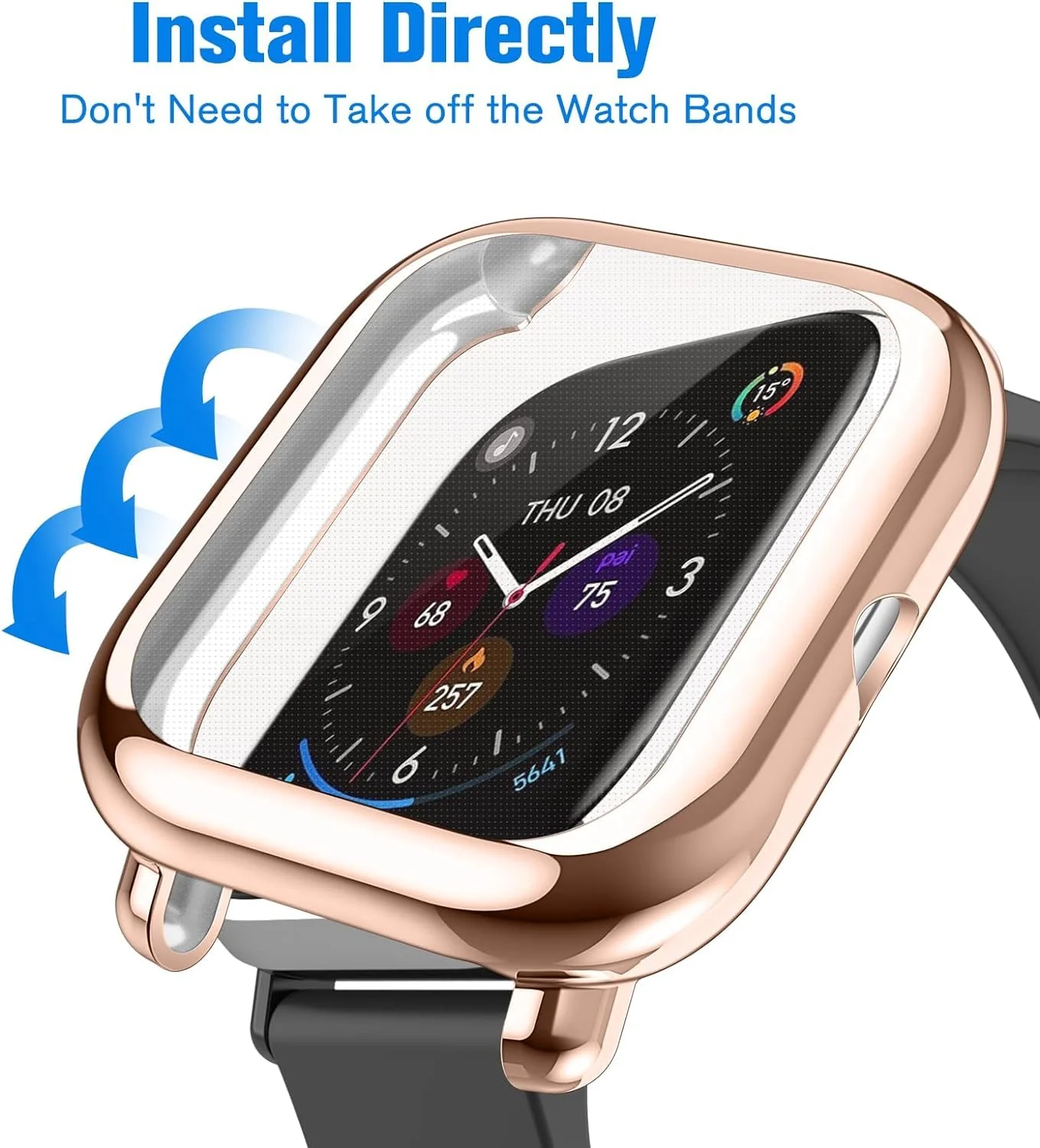 DL3 Mobilak Case Compatible with Amazfit GTS 2 Mini/Bip U Pro/Bip S/Bip Lite Case All-Around Screen Protector Watch Soft TPU Shockproof Cover Slim Guard Thin Bumper Shell Protector - Rose GOLD