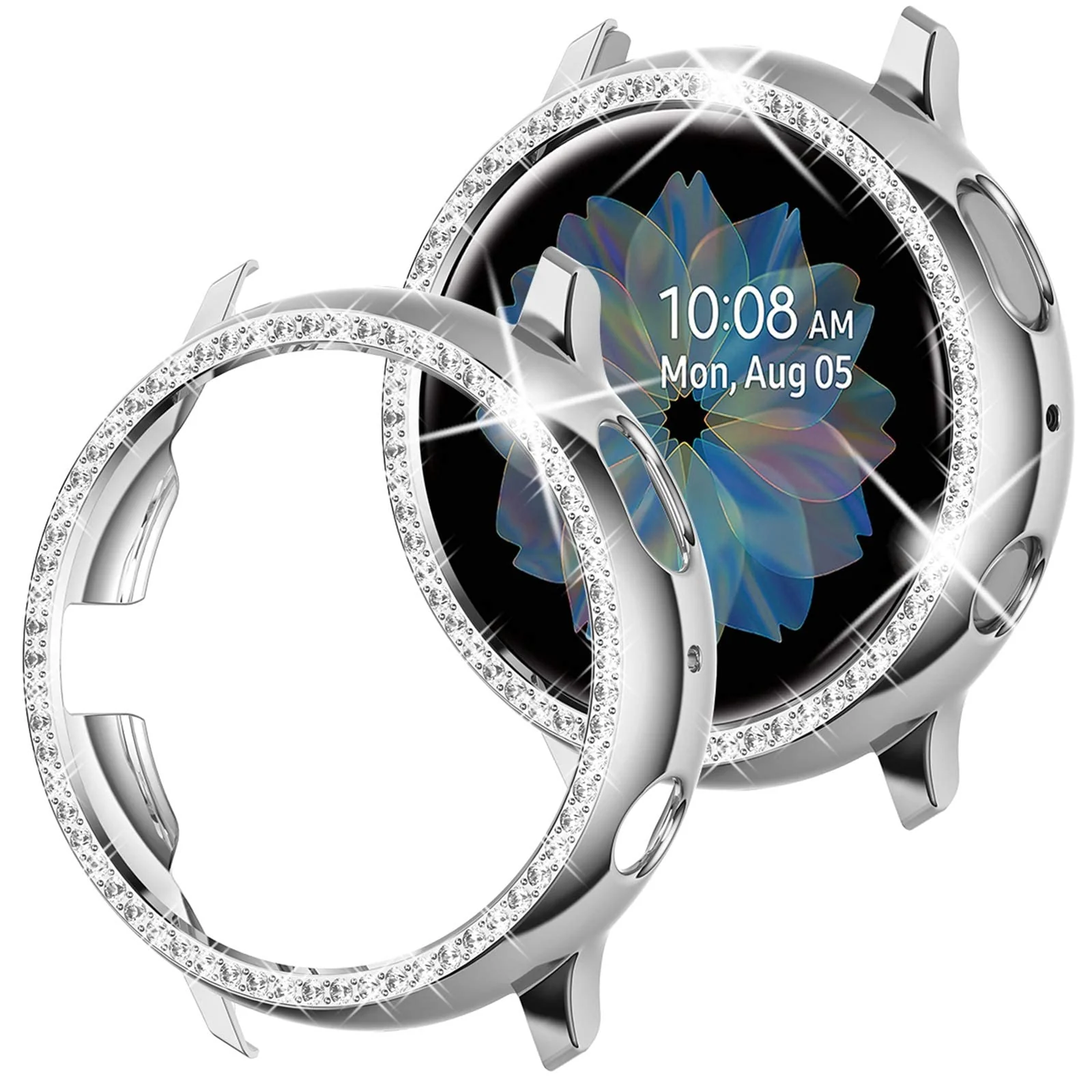 DL3 Mobilak Bumper Diamond Case Compatible with Samsung Galaxy Watch Active 2 40mm, Bling Crystal Diamonds PC Plastic Protector Case Cover Frame For Galaxy Watch Active2 40 mm