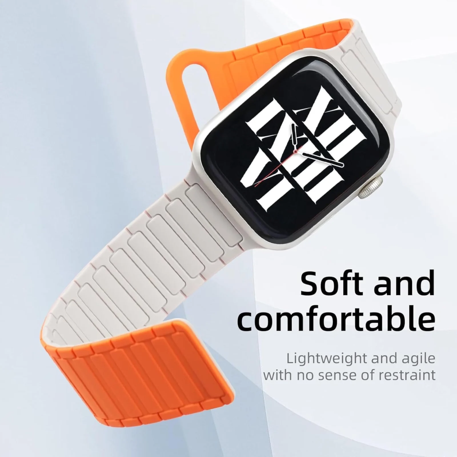 DL3 Mobilak Magnetic Strap for Huawei Watch Fit 4 Pro/Fit4/Fit 3 Replacement Straps Strong Silicone, Easy to Wear, Waterproof, Sporty, Daily Wear Watchbands for Men and Women - Starlight | Orange