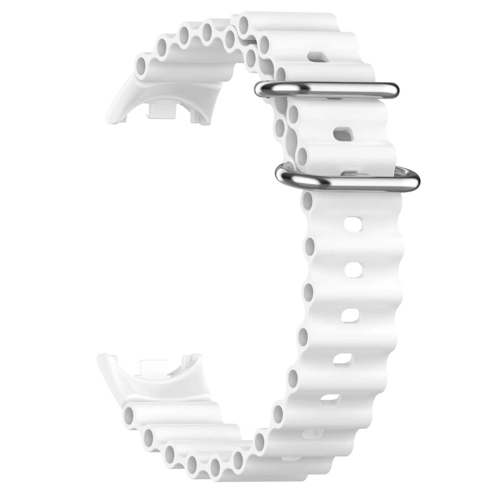DL3 Mobilak Ocean Band for Xiaomi Band 8 Mi Band 8, Adjustable Silicone Stretchy Sport Strap Women Men Replacement Wristband - White