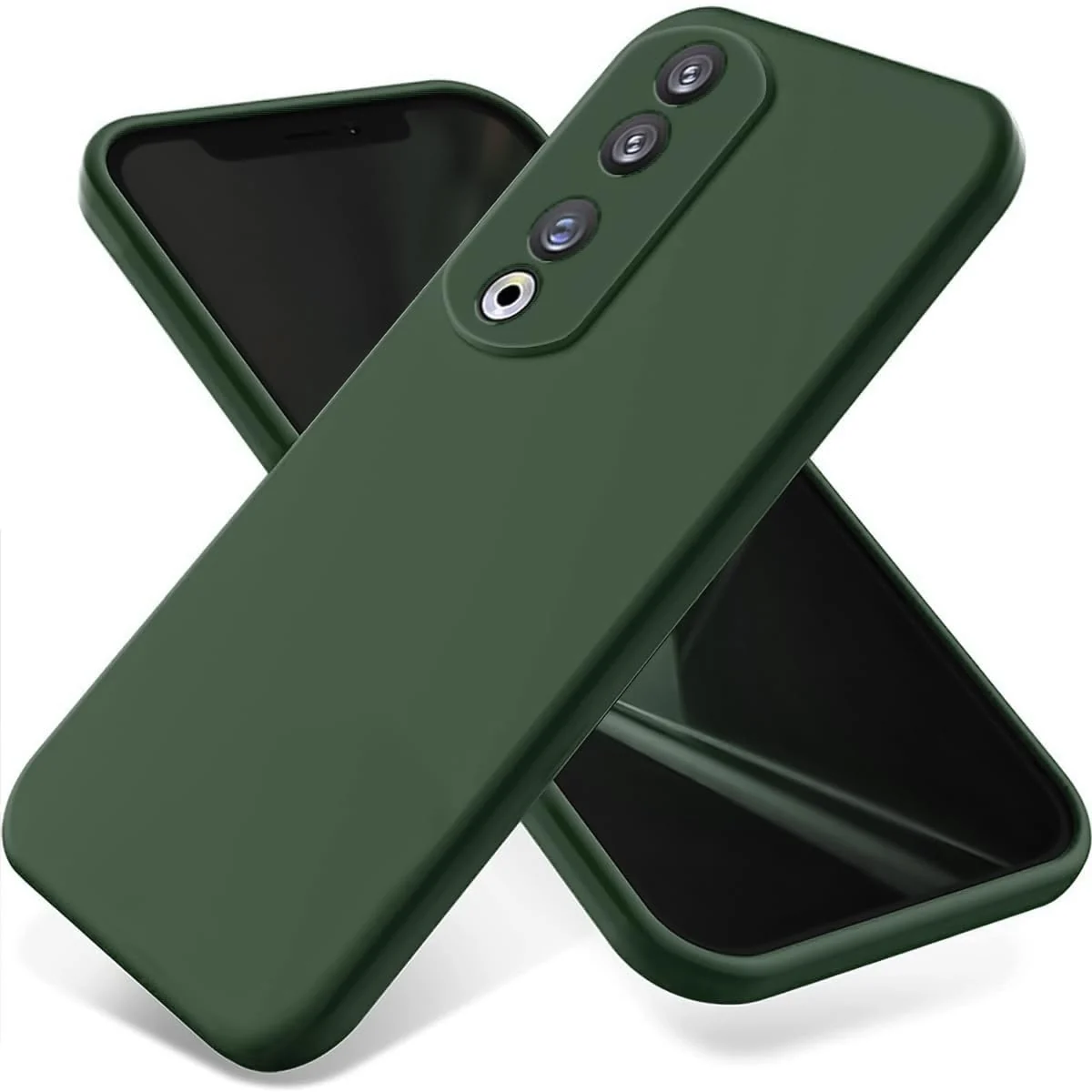 DL3 Mobilak Honor 70 Case, Soft Flexible Silicone Gel Rubber Bumper Cover, Slim Fit Full Body Shockproof Protective Phone Case - Green