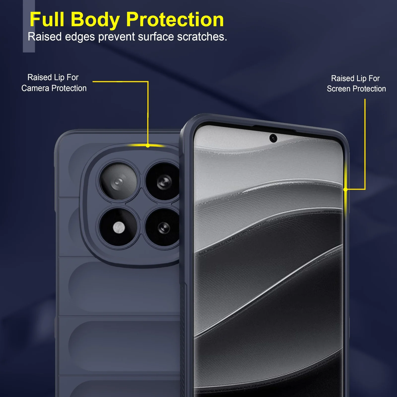 DL3 Mobilak Flexible Silicone and TPU Protective Case with Camera Protection for Xiaomi Redmi Note 14 Pro Plus 5G - Blue