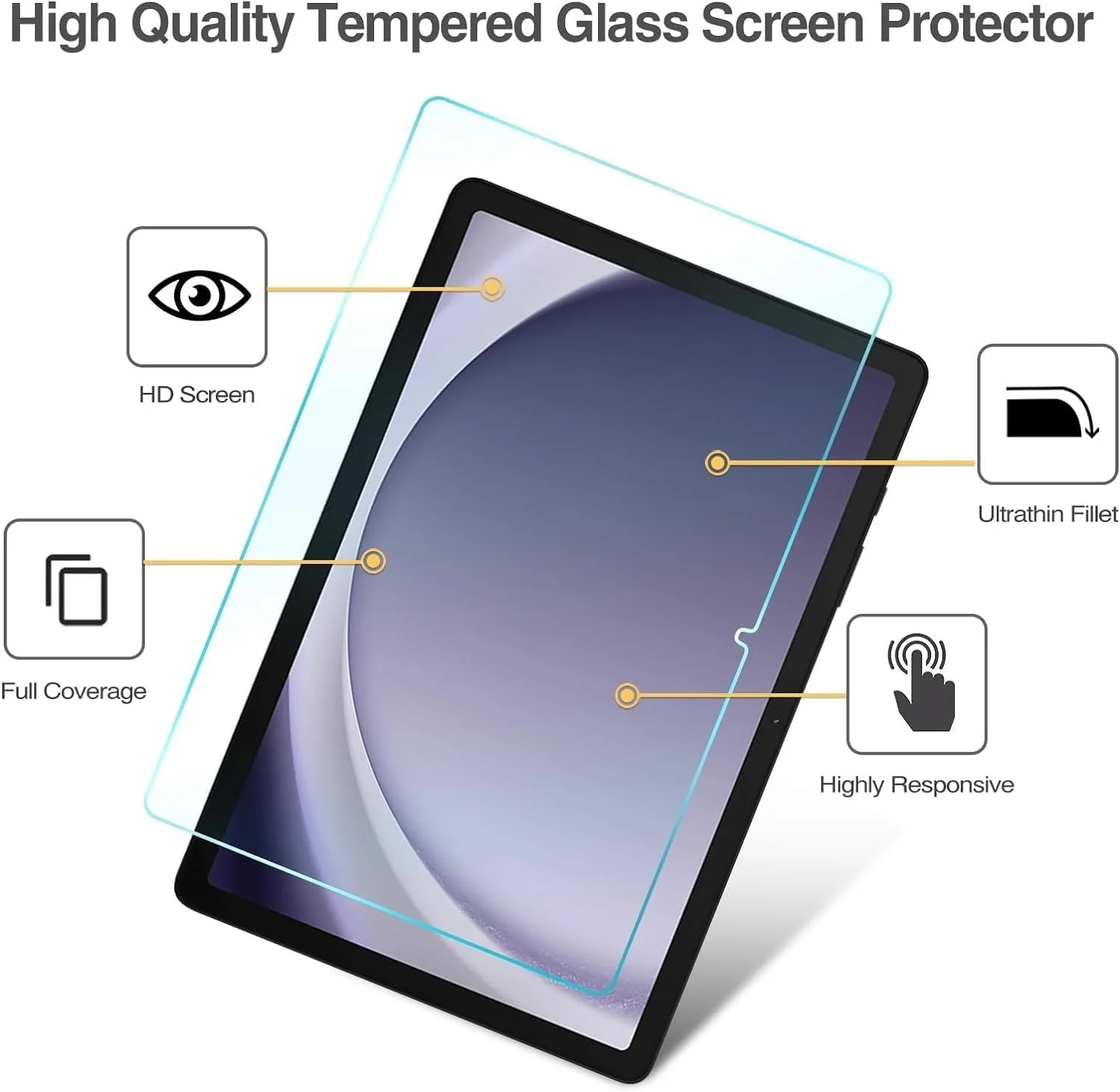 DL3 Mobilak Screen Protector For Samsung Galaxy Tab A9 8.7 inch Tablet Tempered Glass Film [HD Crystal ] [Easy Installation] [Scratch Resistant] [9H Hardness] - Clear