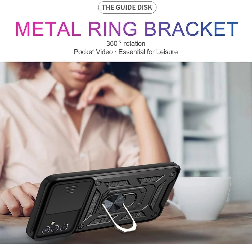 "DL3 Mobilak Military-Grade Protective Case with Sliding Camera Cover, Metal Ring Kickstand and Magnetic Car-Mount Support for Samsung Galaxy Note 20 Ultra (6.9"") - Black"