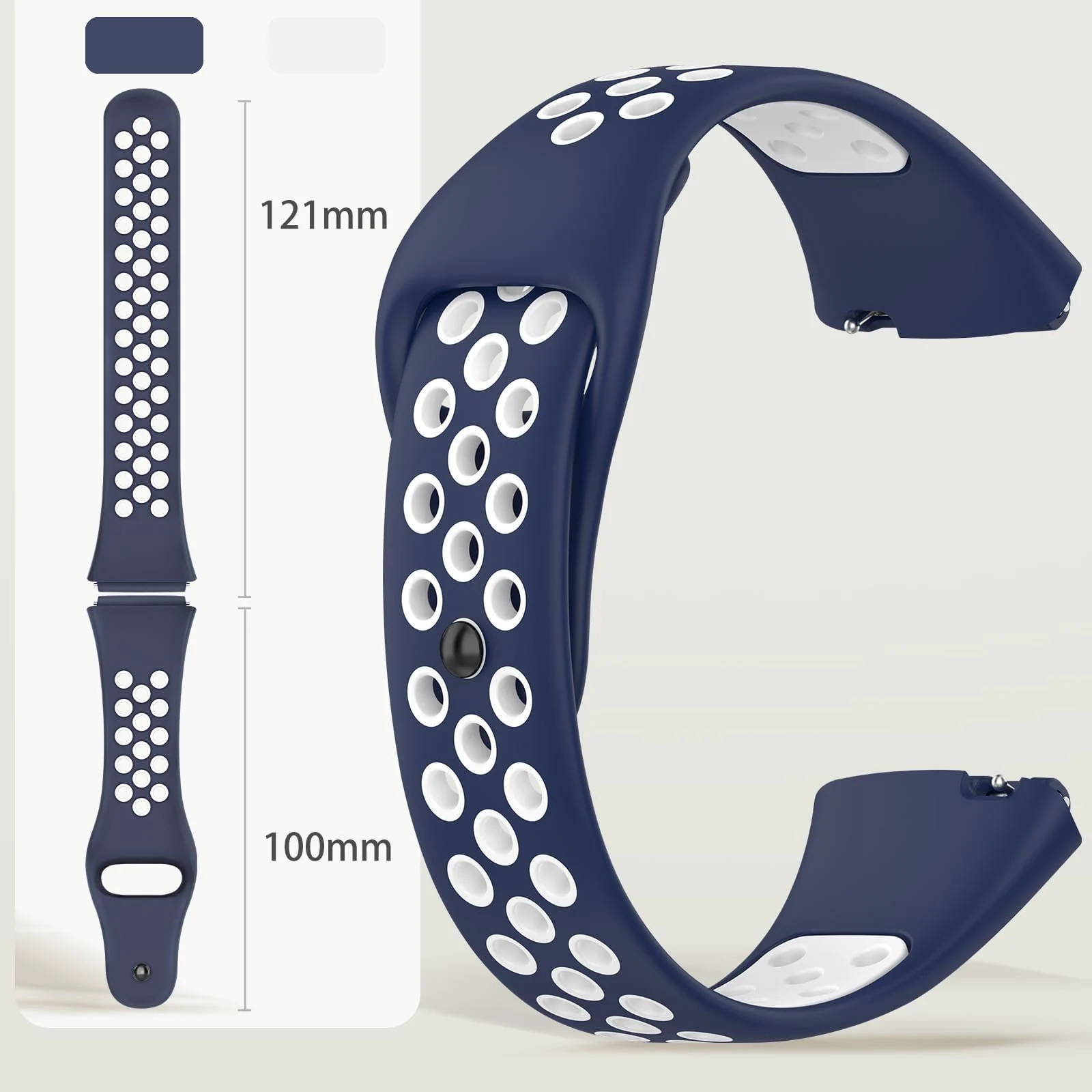 DL3 Mobilak Strap Silicone Compatible With Xiaomi Redmi Watch 3 Active/Redmi Watch 3 Lite, Sport Silicone Watch Band Wrist Strap, Bracelet Wristband Wrist Strap - Blue White
