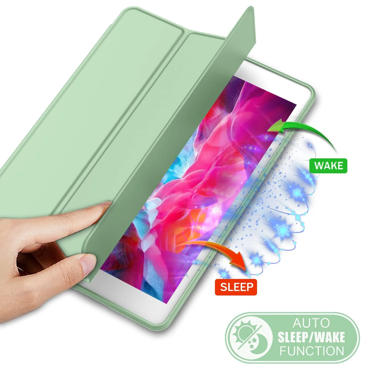 DL3 Mobilak Case For iPad 9.7-inch, (2018/2017), iPad Pro 9.7 Inch 2016, iPad Air 2nd/1st Smart Cover with Pencil Holder and Soft Silicone Back, Full Body Protection, Auto Wake/Sleep - Mint Green
