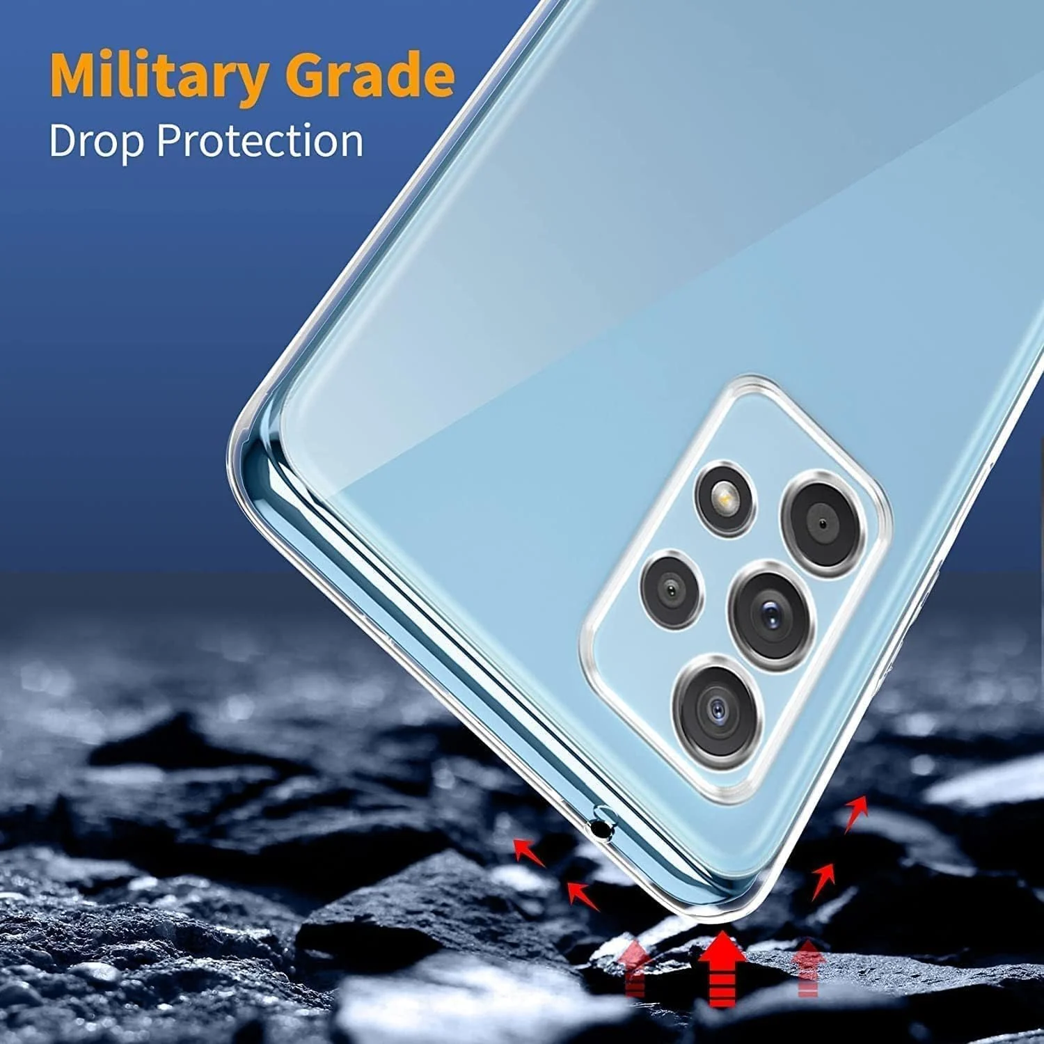 DL3 Mobilak Case Compatible with Samsung Galaxy A72 Case Crystal Soft TPU Gel Case Flexible Silicone Anti-Scratch Camera Protection TPU Cover - Clear