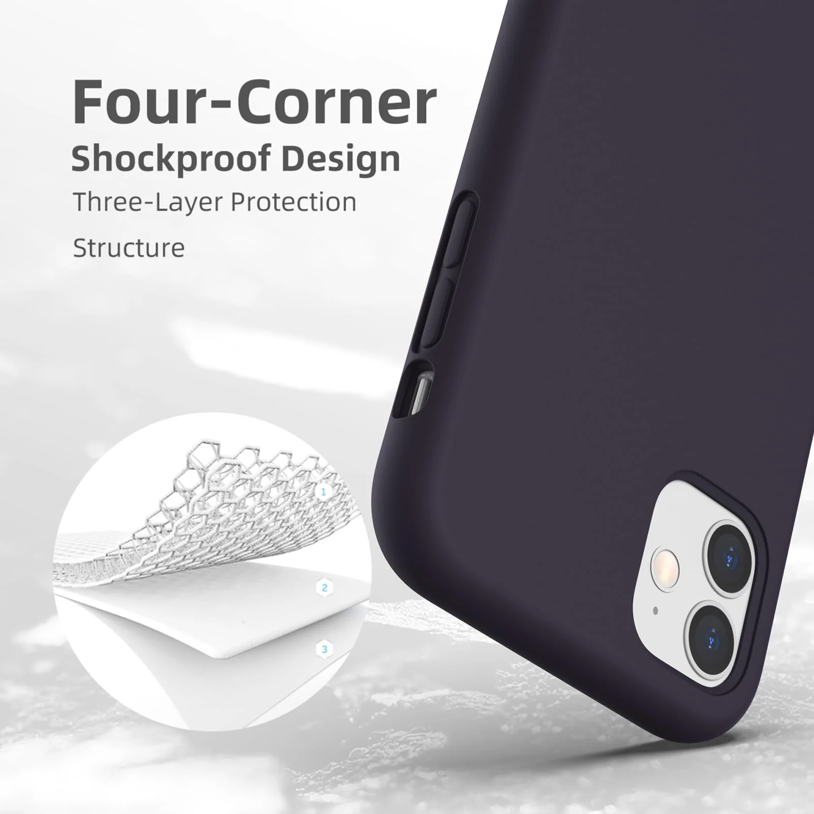 DL3 Mobilak Liquid Silicone Protective Case for iPhone 11 (6.1 Inch) with Camera Protection and Microfiber Lining - Deep Purple