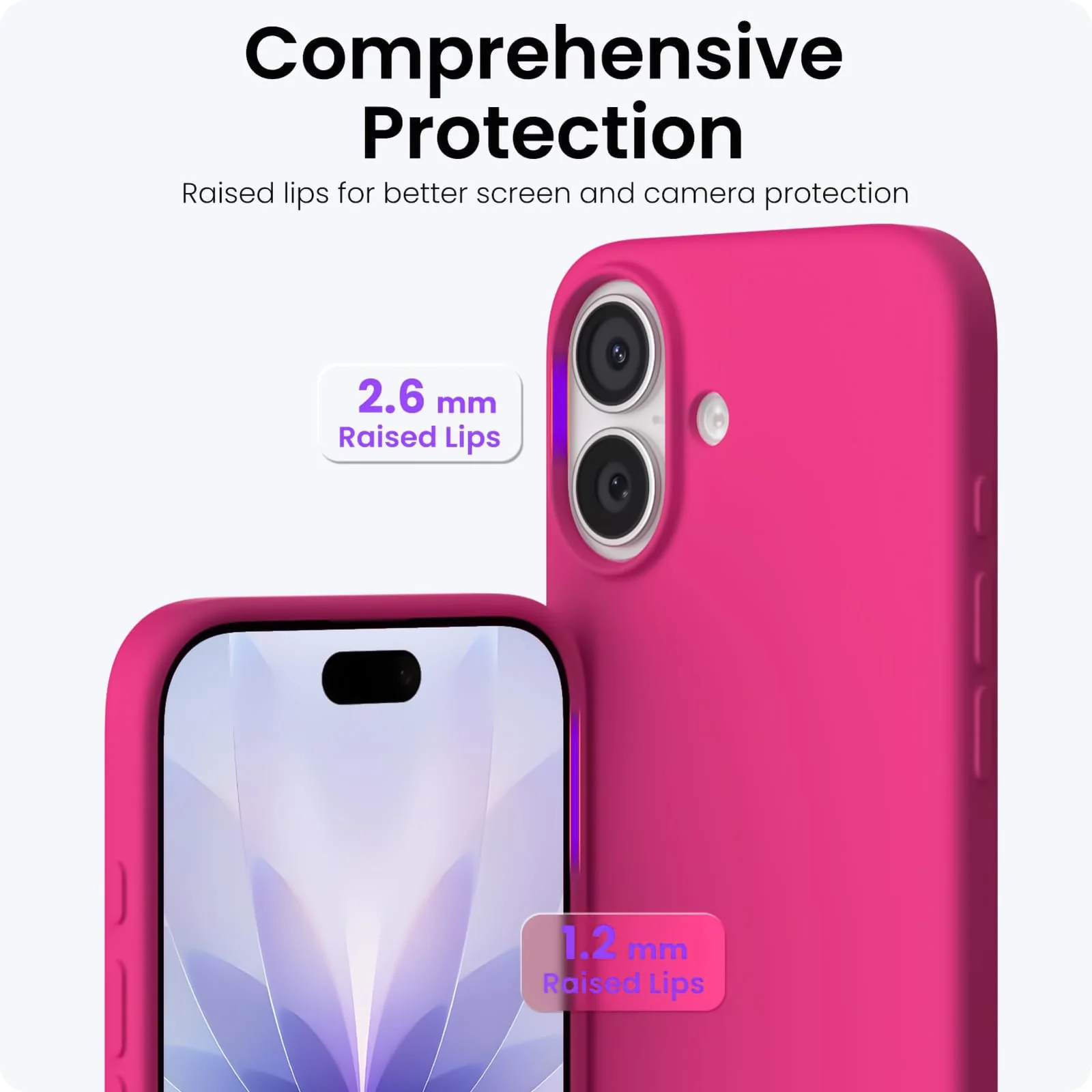 DL3 Mobilak Liquid Silicone Case for iPhone 17 6.3-Inch, Supports wireless charging, Shock-absorbing protection, Scratch-resistant surface - Fuchsia