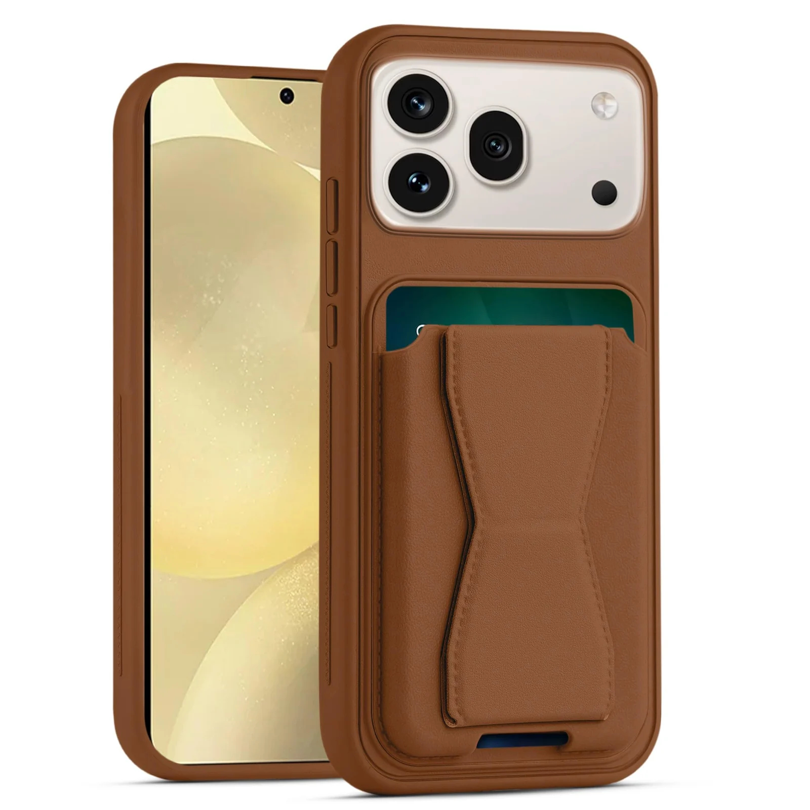Dl3 Mobilak Leather Wallet Case Compatible with Honor 600 Pro 5G, Leather Back Cover With TPU Frame, Shockproof Protective Phone Case with Card Holder Stand - Brown
