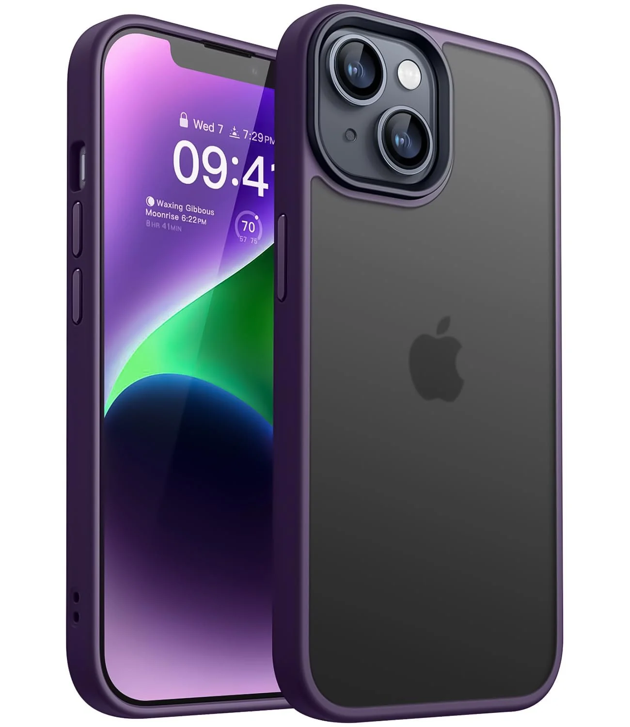 DL3 Mobilak Matte Protective Case for iPhone 15 Plus / iPhone 14 Plus with Camera Protection and Shockproof Design - Deep Purple