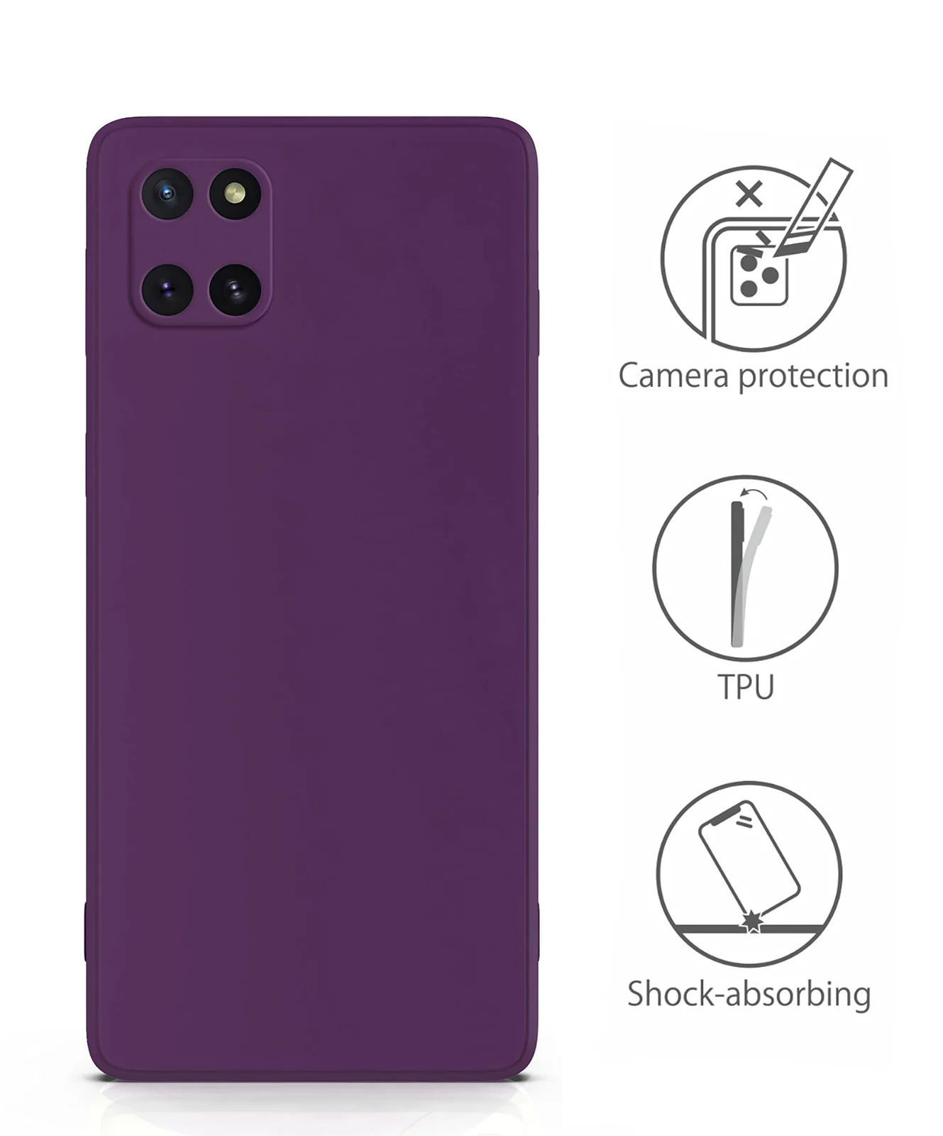 DL3 Mobilak Samsung Galaxy Note 10 Lite Case, Soft Flexible Liquid Silicone Gel Rubber Bumper Cover, Full Body Shockproof Protective Phone Case - Violet