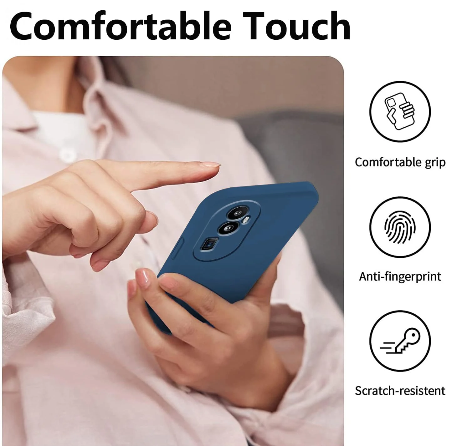 DL3 Mobilak OPPO Reno 10 Pro+ Plus 5G Case, Soft Flexible Liquid Silicone Gel Rubber Bumper Cover, Full Body Shockproof Protective Phone Case - Blue