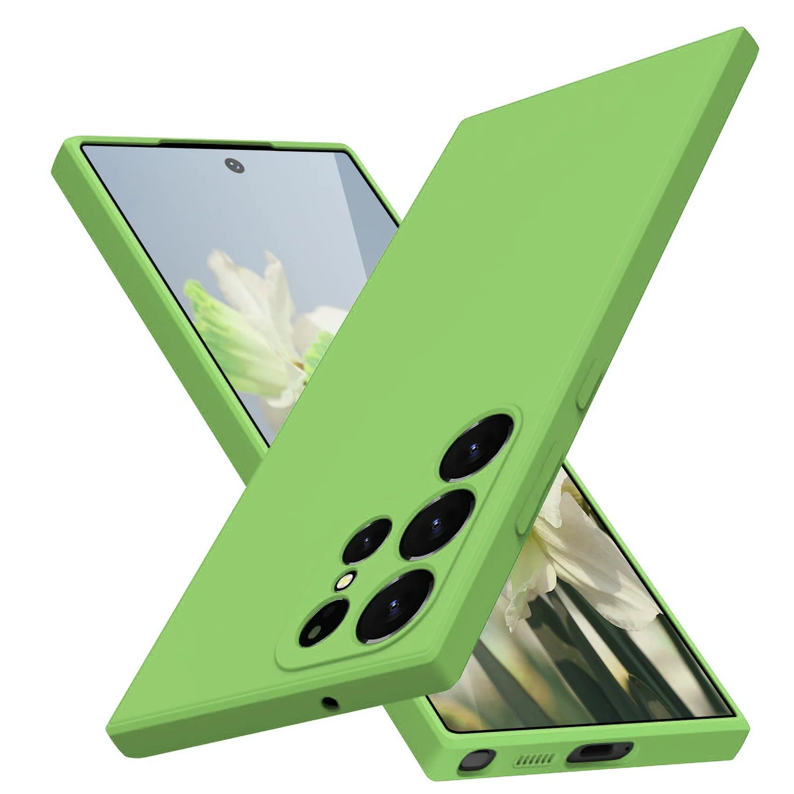 DL3 Mobilak Silicone Protective Case for Samsung Galaxy S22 Ultra 5G, Shock-absorbing protection, Scratch-resistant surface, Soft microfiber lining - Light Green