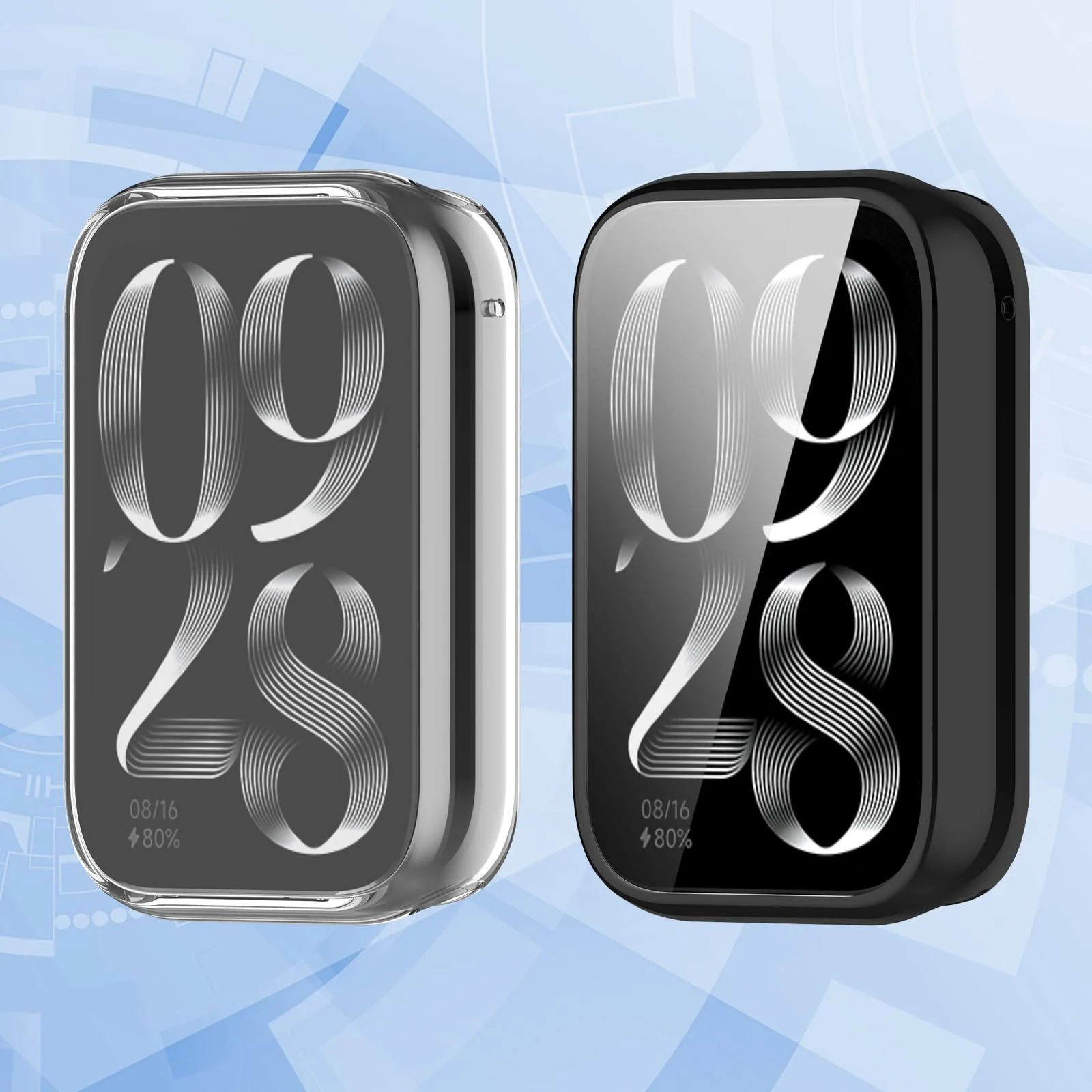 DL3 Mobilak Protective Case compatible with Xiaomi Smart Band 8 Pro/Mi Band 8 Pro, All-around Flexible TPU Case with Built-in Screen Protector, Soft Frame & Shockproof Cover - Clear
