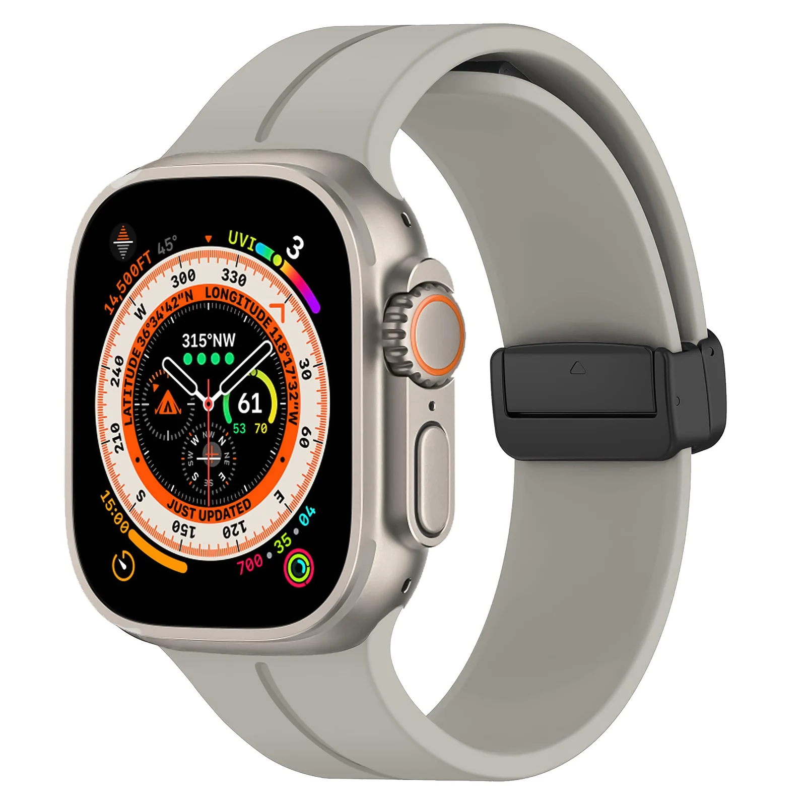 DL3 Mobilak Magnetic Strap for Apple Watch Band 49mm 45mm 44mm 41mm 40mm 38mm 42mm, Sport Silicone Replacement Wristband Strap for iwatch Series 9 8/7/6/5/4/3/2/SE (Stone, 38mm/40mm/41mm) - Black