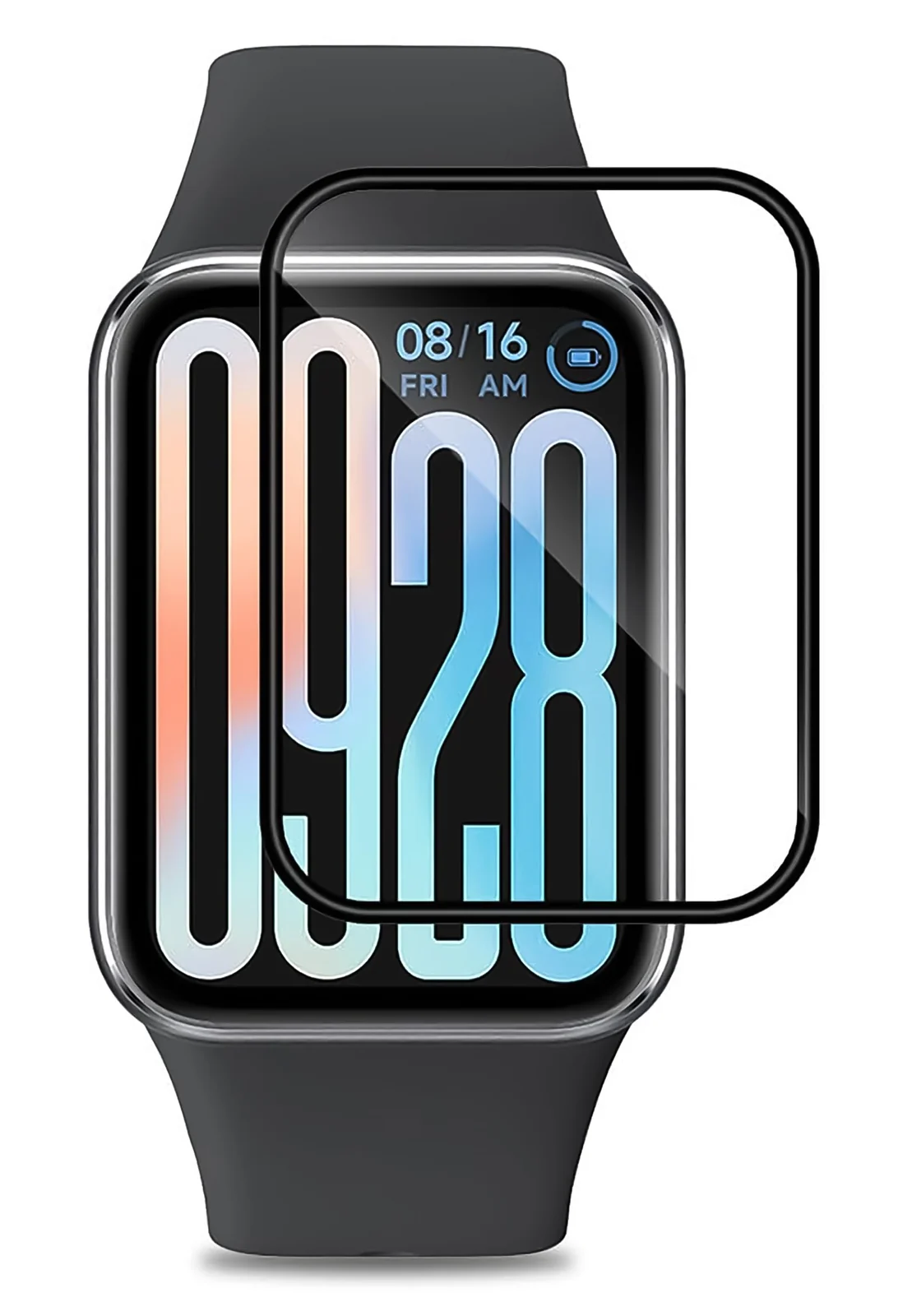 DL3 Mobilak Screen Protector For Xiaomi Smart Band 9 Pro/Xiaomi Mi Band 9 Pro, 3D Curved Soft Edge Protective Film [Anti-Scratch] [Bubble Free] [Ultra Shatterproof] [High Sensitive] (Not Glass) - Black