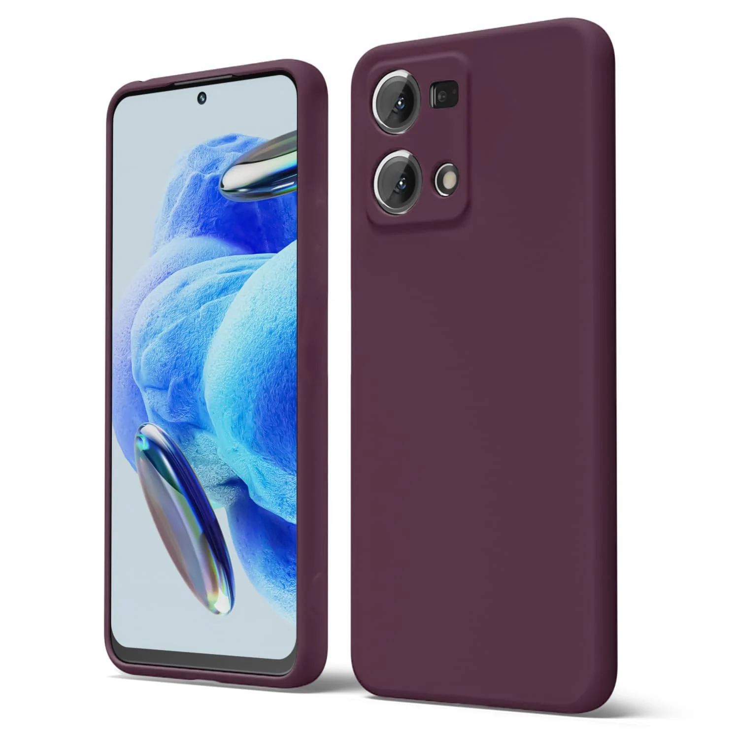 DL3 Mobilak Liquid Silicone Protective Case with Soft Microfiber Lining with Full Camera Protection for OPPO Reno 8 4G / Reno 7 4G / F21 Pro 4G / F21S Pro 4G - Wine Red