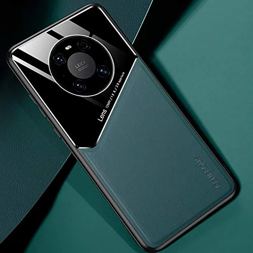 DL3 Mobilak Leather and PC Protective Case for Huawei Mate 40 Pro, Built-in magnetic car-mount support, Shock-absorbing protection, Raised edges around the screen and camera - Green
