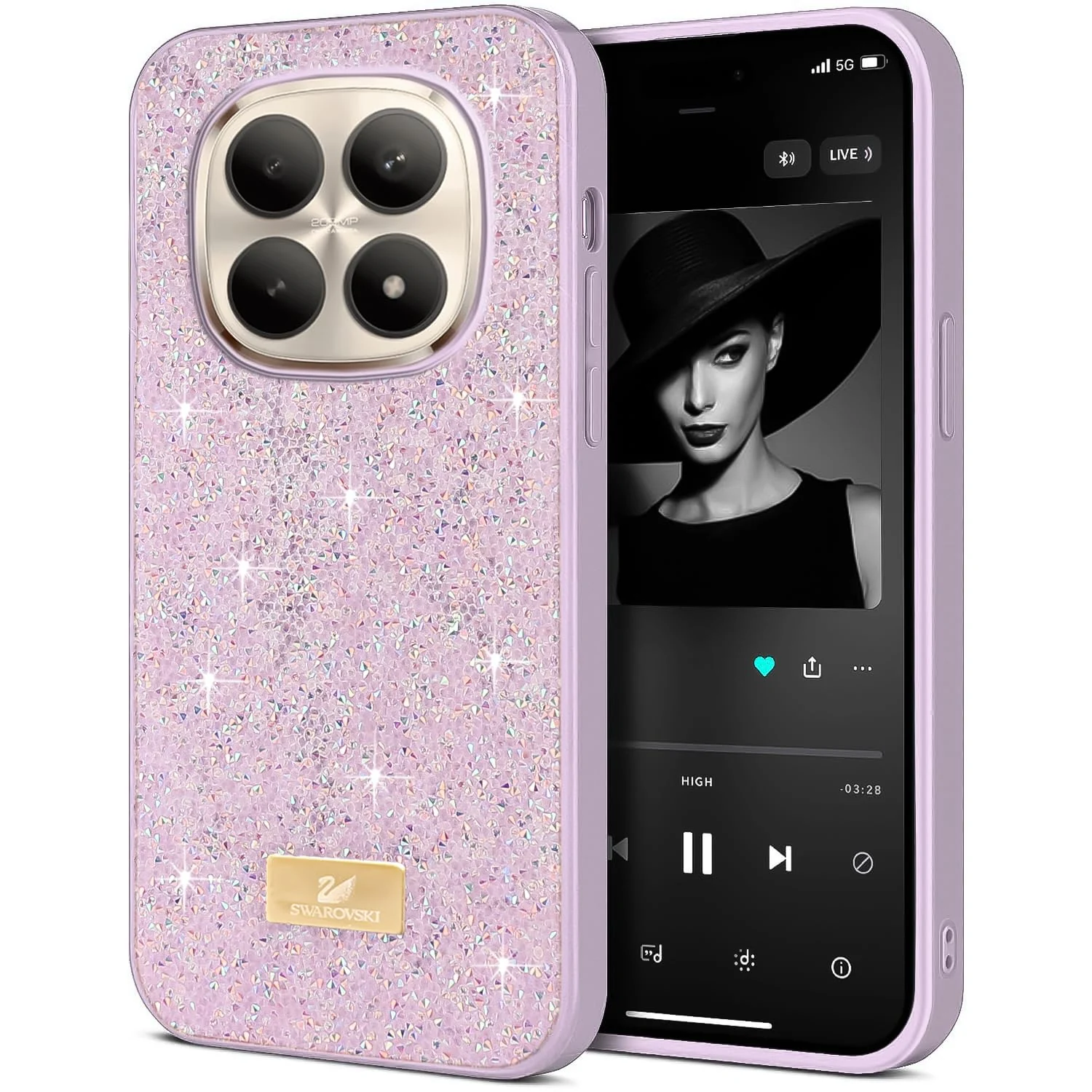 5.5 — DL3 Mobilak Case for Xiaomi Redmi Note 15 5G/4G Glitter, Sparkle Diamond Crystal Bling Case with Bling, Ultra Thin Lightweight Full Body Shockproof Anti-Scratch Protective Cover