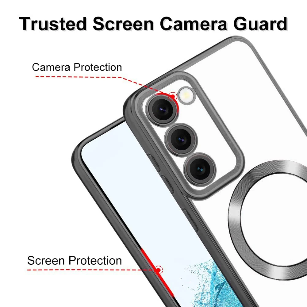 DL3 Mobilak Clear MagSafe-Compatible Magnetic Case for Samsung Galaxy S20 FE with Camera Protection and Shockproof Design - Black