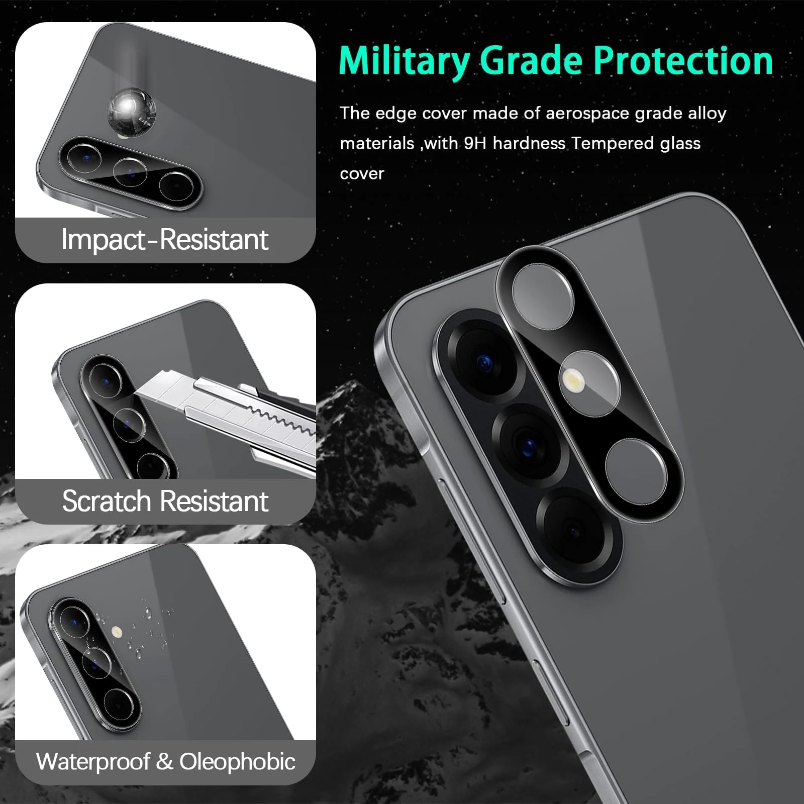 DL3 Mobilak Camera Lens Protector for Samsung Galaxy A56 / A36 / A26 Accessories, 9H Tempered Glass Metal Individual Ring Camera Cover Screen Protector, Case Friendly, Anti Scratch - Black