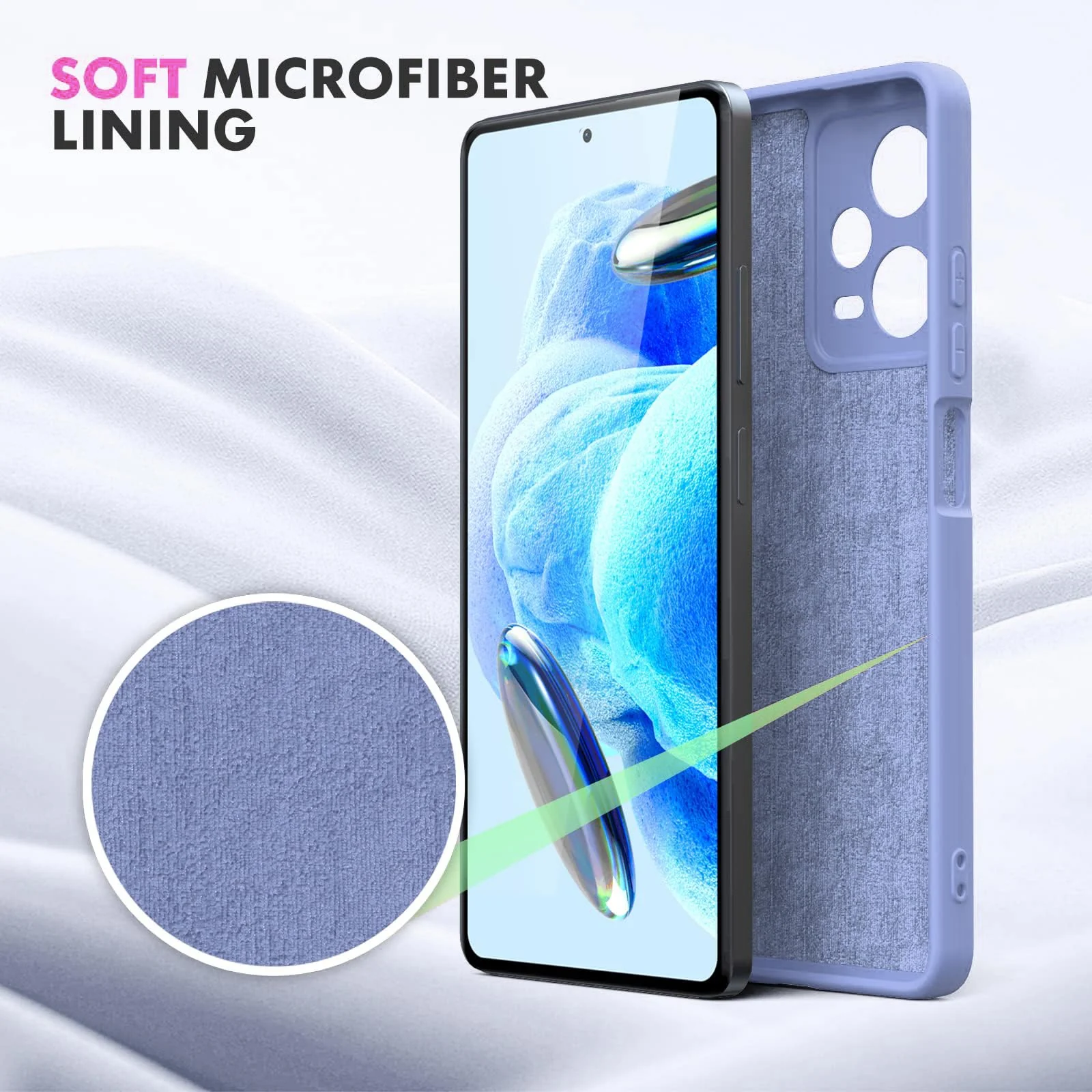 DL3 Mobilak Liquid Silicone Protective Case with Soft Microfiber Lining with Full Camera Protection for Xiaomi Redmi Note 12 Pro Plus 5G - Baby Blue
