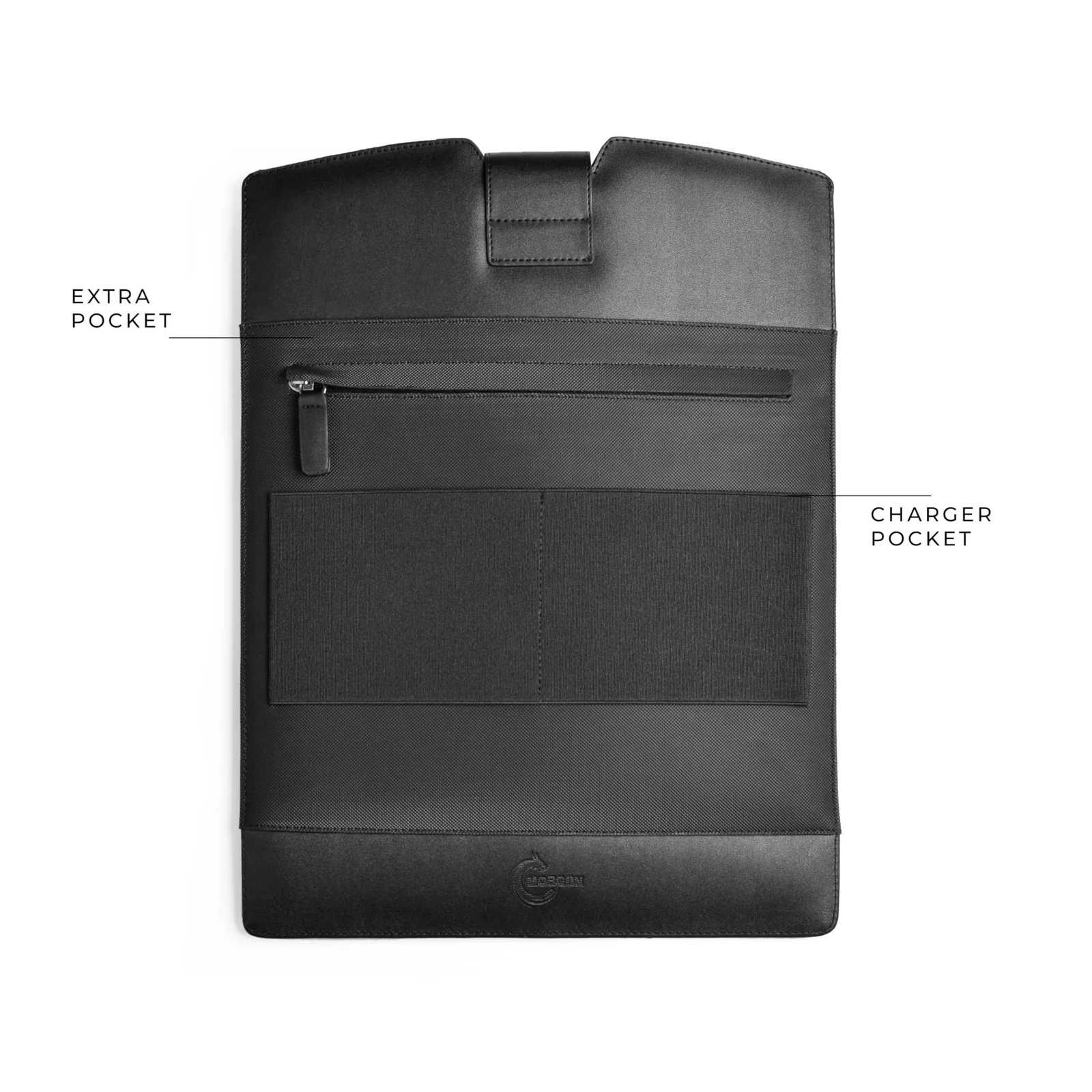 Mobigon Professional Laptop Sleeve for 14-inch Laptops, Premium Synthetic Leather Business Case, Portable Carrying Bag Compatible for iPad, Tablet, Lenovo, HP, Dell, Asus, MacBook - Black