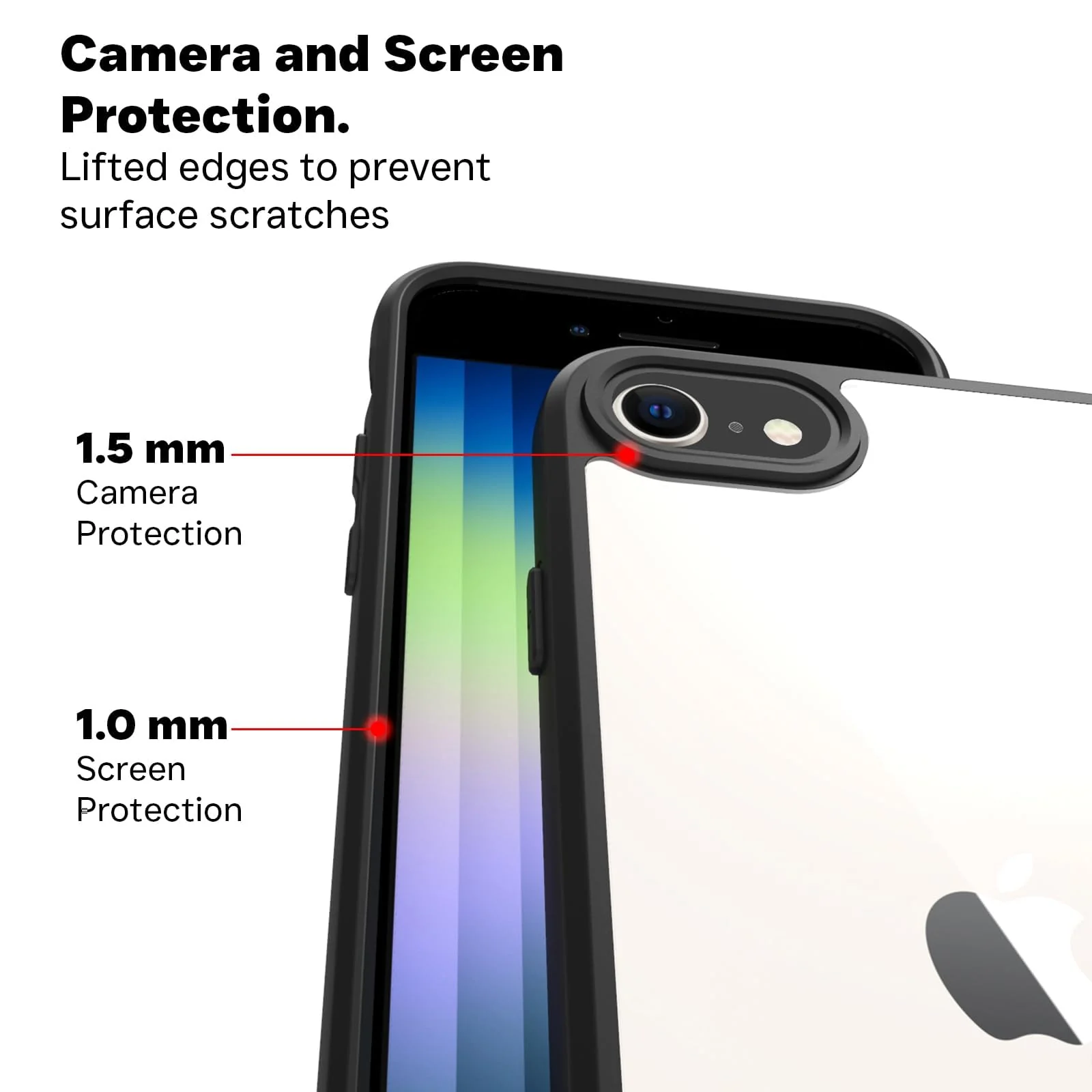 DL3 Mobilak Compatible with iPhone 7 / 8, iPhone SE 2022, SE 2020 Case, Military-Grade Shockproof Anti-Yellowing, Slim Protective Phone Case Full Bumper Cover With Camera Lens Protective - Black