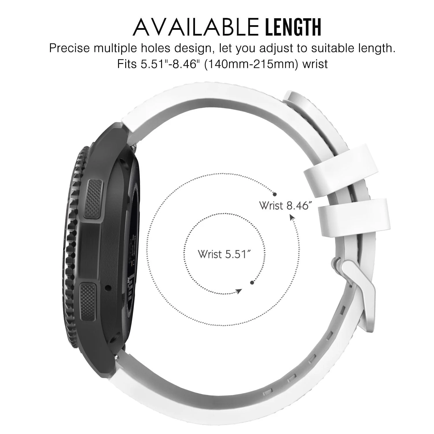 DL3 Mobilak Sport Silicone Band 20MM Strap For Samsung Gear Sport/Watch 6/5/4/5 Pro 45mm/S2 classic/active 2 40mm 44mm/Amazfit GTS/2/2e/GTS3/3 Pro/2 Mini/3 Mini/Bip 3/Bip 3 Pro - White