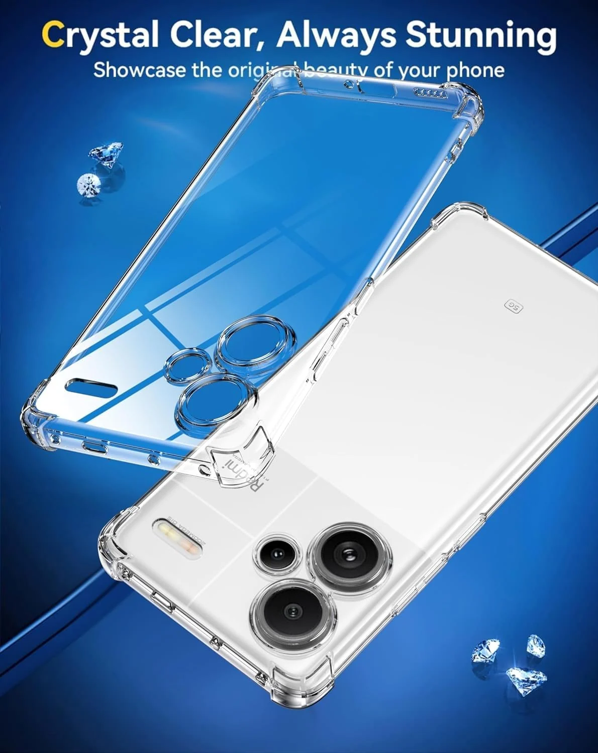 DL3 Mobilak Clear TPU Protective Case for Xiaomi Redmi Note 13 Pro+ Plus 5G with Camera Protection and Shockproof Design - Clear