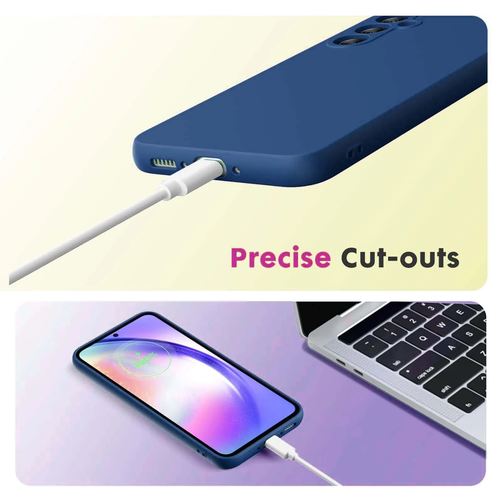 DL3 Mobilak Samsung Galaxy S23 FE Case, Soft Flexible Liquid Silicone Gel Rubber Bumper Cover, Full Body Shockproof Protective Phone Case - Blue