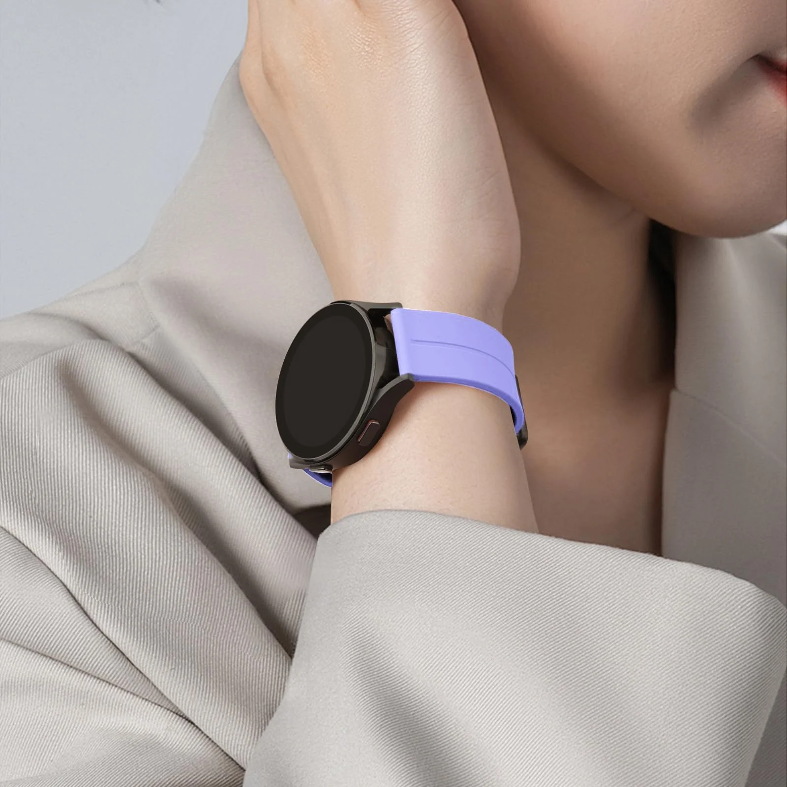 DL3 Mobilak 22MM Silicone Band Magnetic Clasp Strap For Xiaomi Redmi Watch 5 Active/5 Lite/Samsung Galaxy Watch 46mm/Watch 3 45mm/Gear S3/Huawei watch (GT6 GT5 GT4 GT3 GT2 GT 46MM)/GT6 Pro/Amazfit GTR4 - Purple