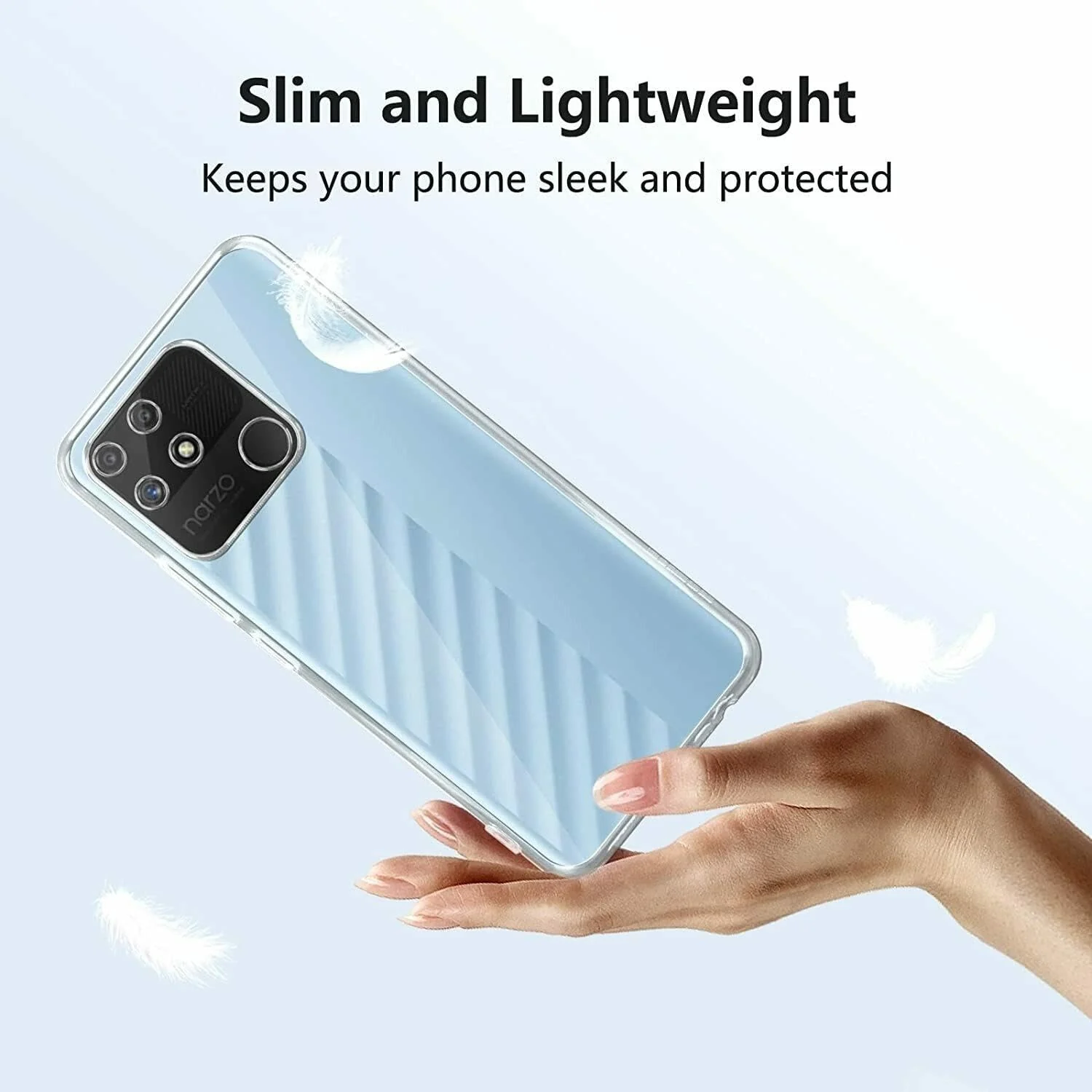 DL3 Mobilak Case Compatible with realme Narzo 50A Case Crystal Soft TPU Gel Case Flexible Silicone Anti-Scratch Camera Protection TPU Cover - Clear