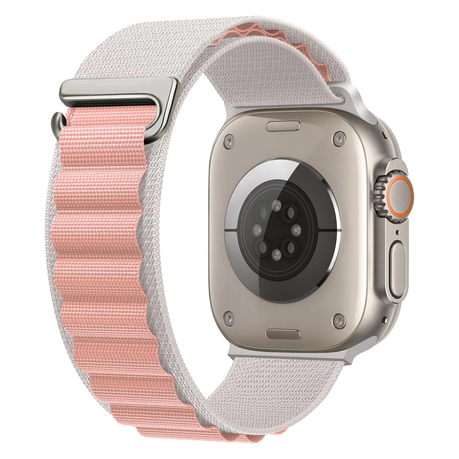 Apple Watch Ultra 2 / Ultra 49MM 45MM 44MM 42MM — DL3 Mobilak Trail/Alpine Loop Nylon Band Compatible with Apple Watch Ultra 2/Ultra Band 49mm 45mm 44mm 42mm, Adjustable with Metal C-Hook Strap for iWatch Ultra Series 9/8/7/6/5/4/3/2/1/SE2/SE - White Pink