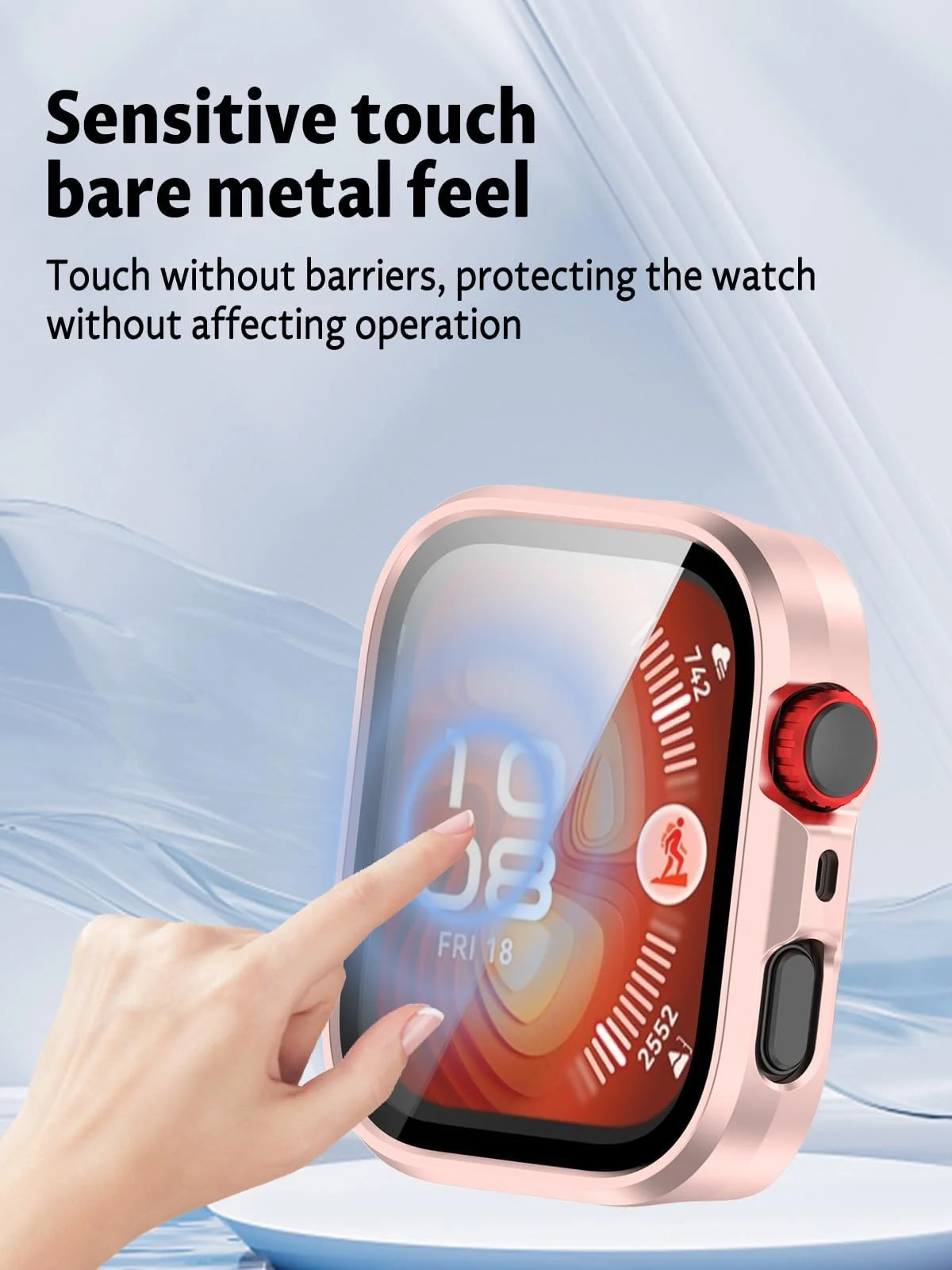DL3 Mobilak Case Compatible with Huawei Watch Fit 4 Pro, Full Coverage Slim Hard Case Protective Bumper Built-in Tempered Glass Screen Protector Shell for Huawei Watch Fit 4 Pro - Rose Gold
