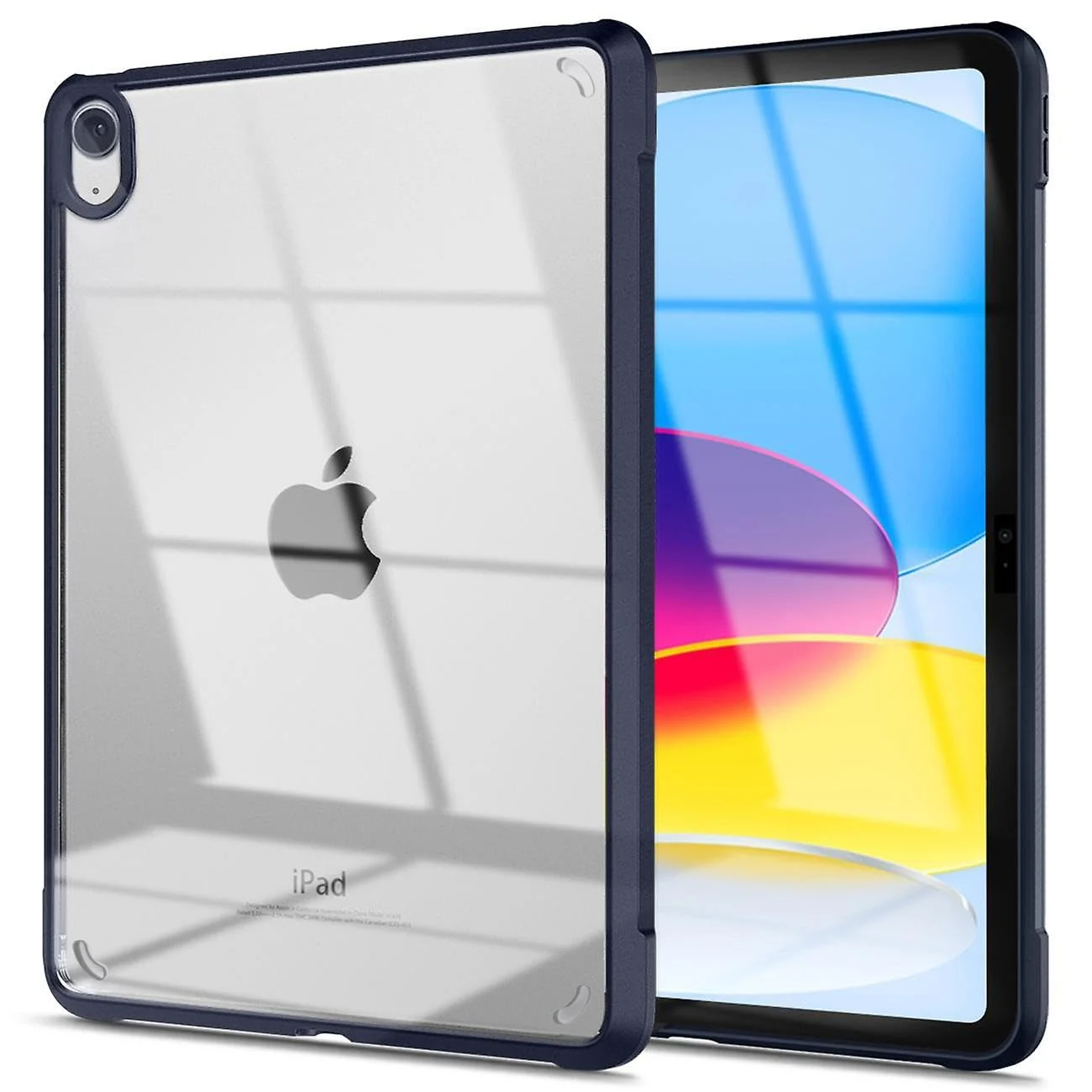 DL3 Mobilak Clear Case for iPad 10th Generation 10.9 Inch 2022, Slim Transparent Hard PC Back Cover TPU Frame Shell, Support Touch ID - Blue